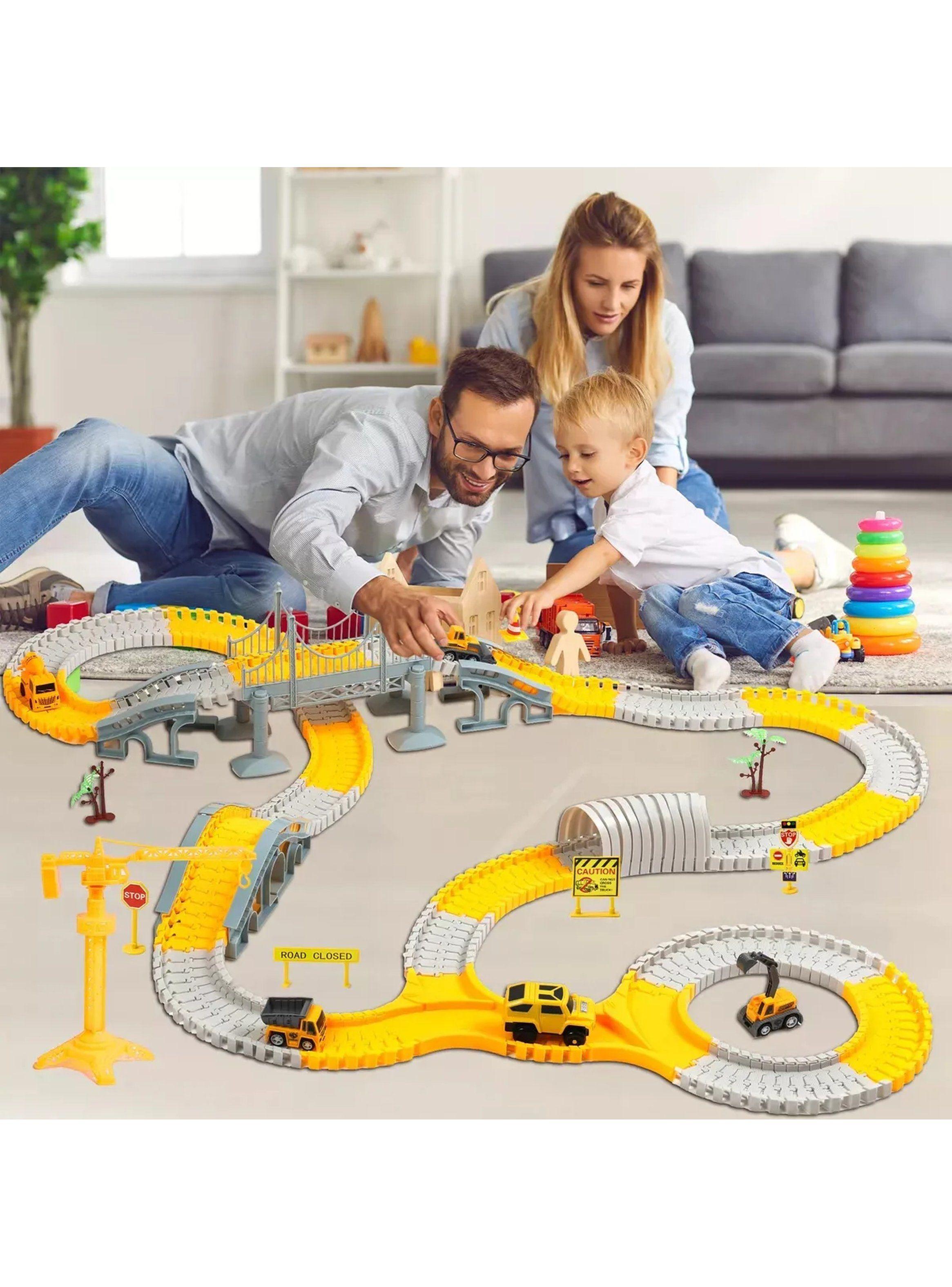 Set De Construcción Pista De Autos Flexible Con Grúa Y Vehículos-3