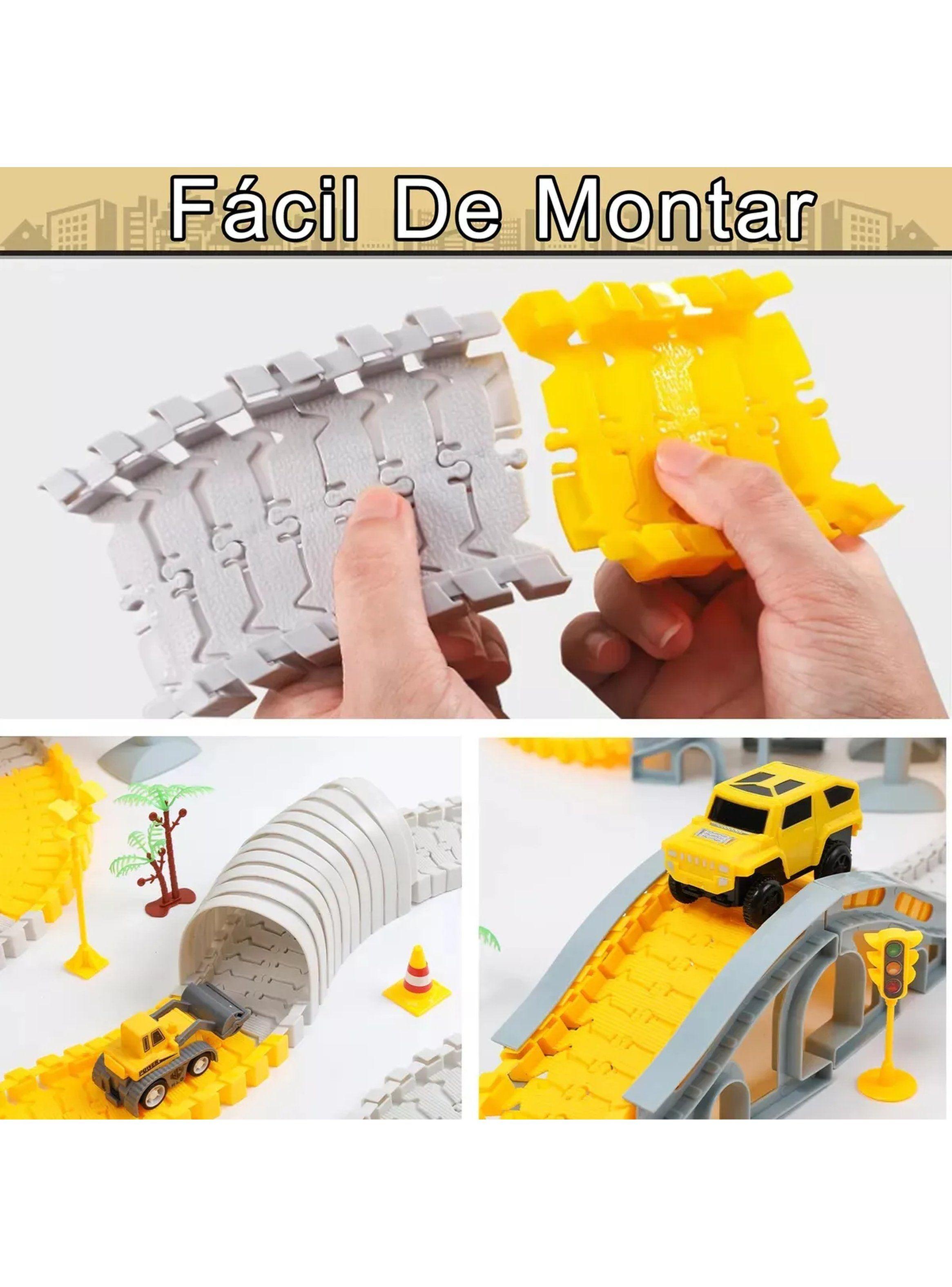Set De Construcción Pista De Autos Flexible Con Grúa Y Vehículos-4