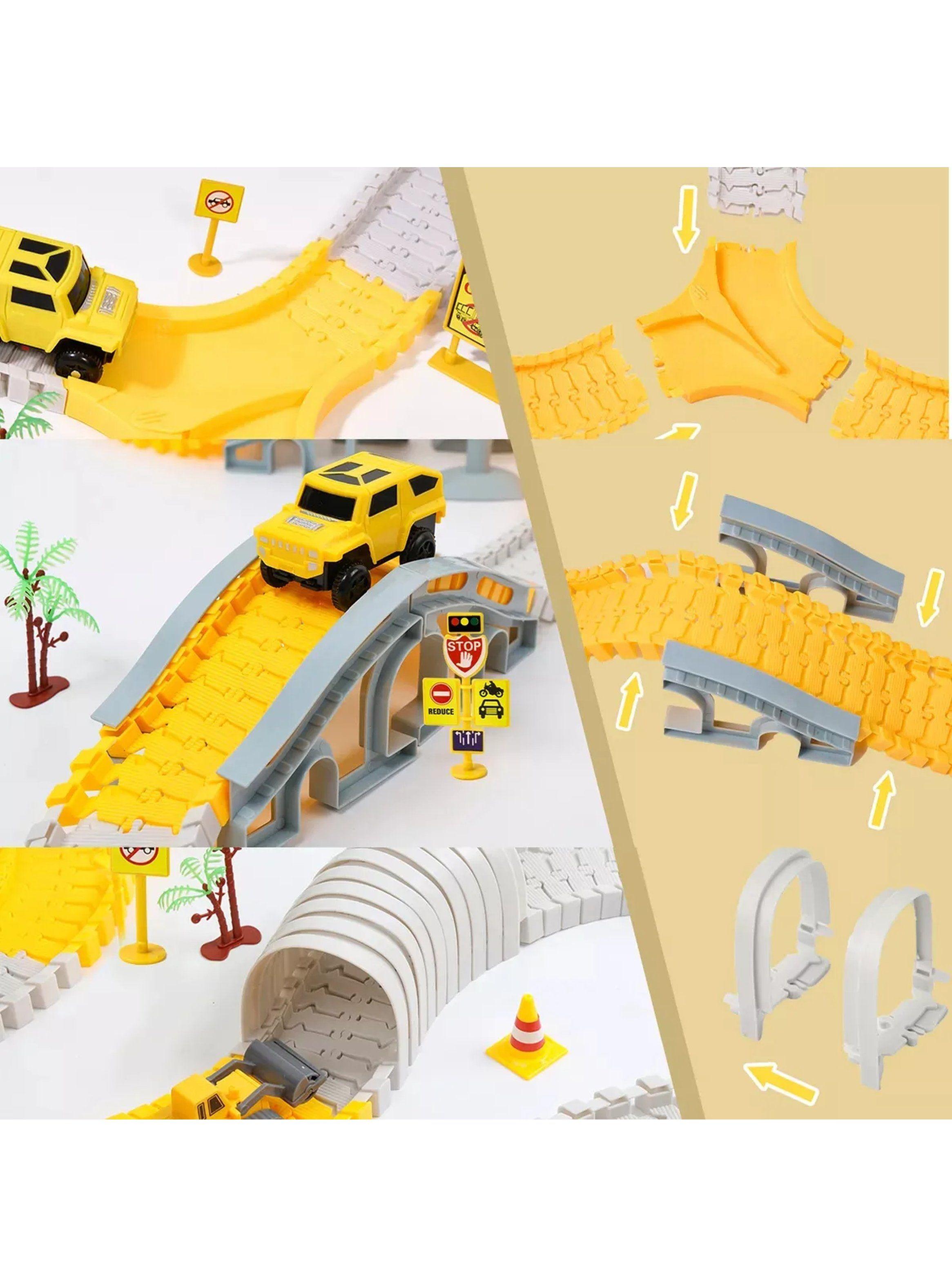 Set De Construcción Pista De Autos Flexible Con Grúa Y Vehículos-5