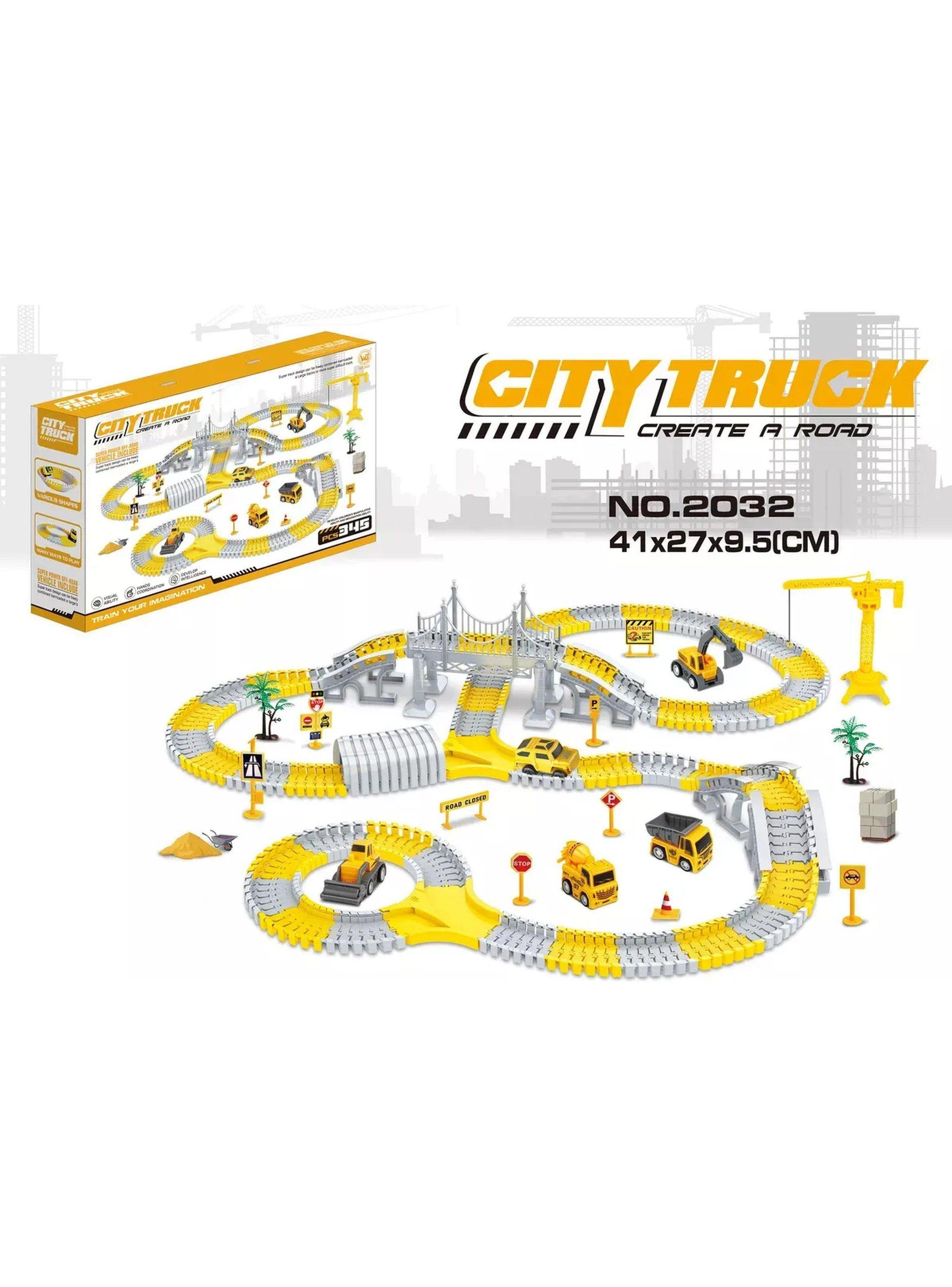 Set De Construcción Pista De Autos Flexible Con Grúa Y Vehículos-7