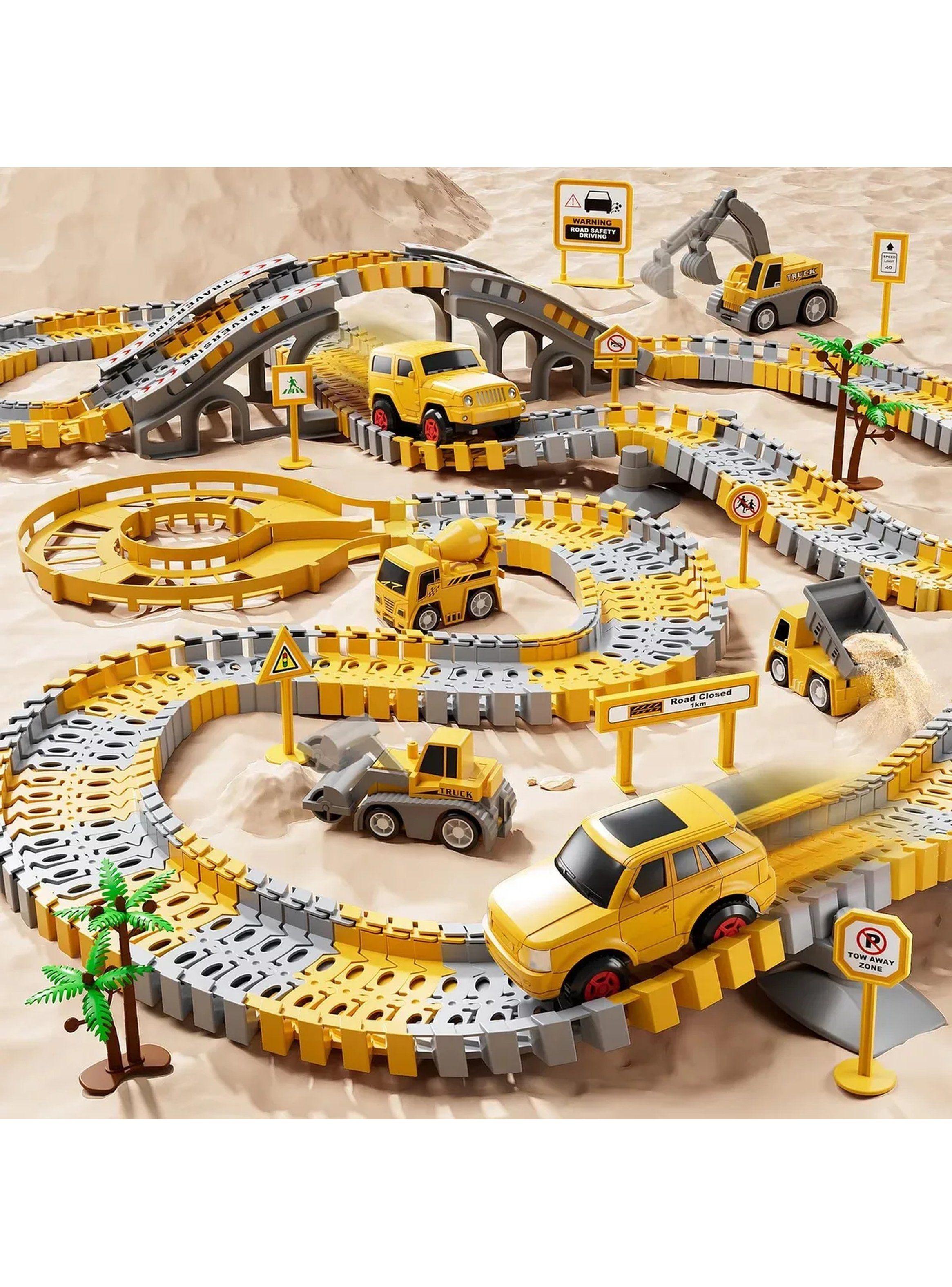 Set De Construcción Pista De Autos Flexible Con Grúa Y Vehículos-8