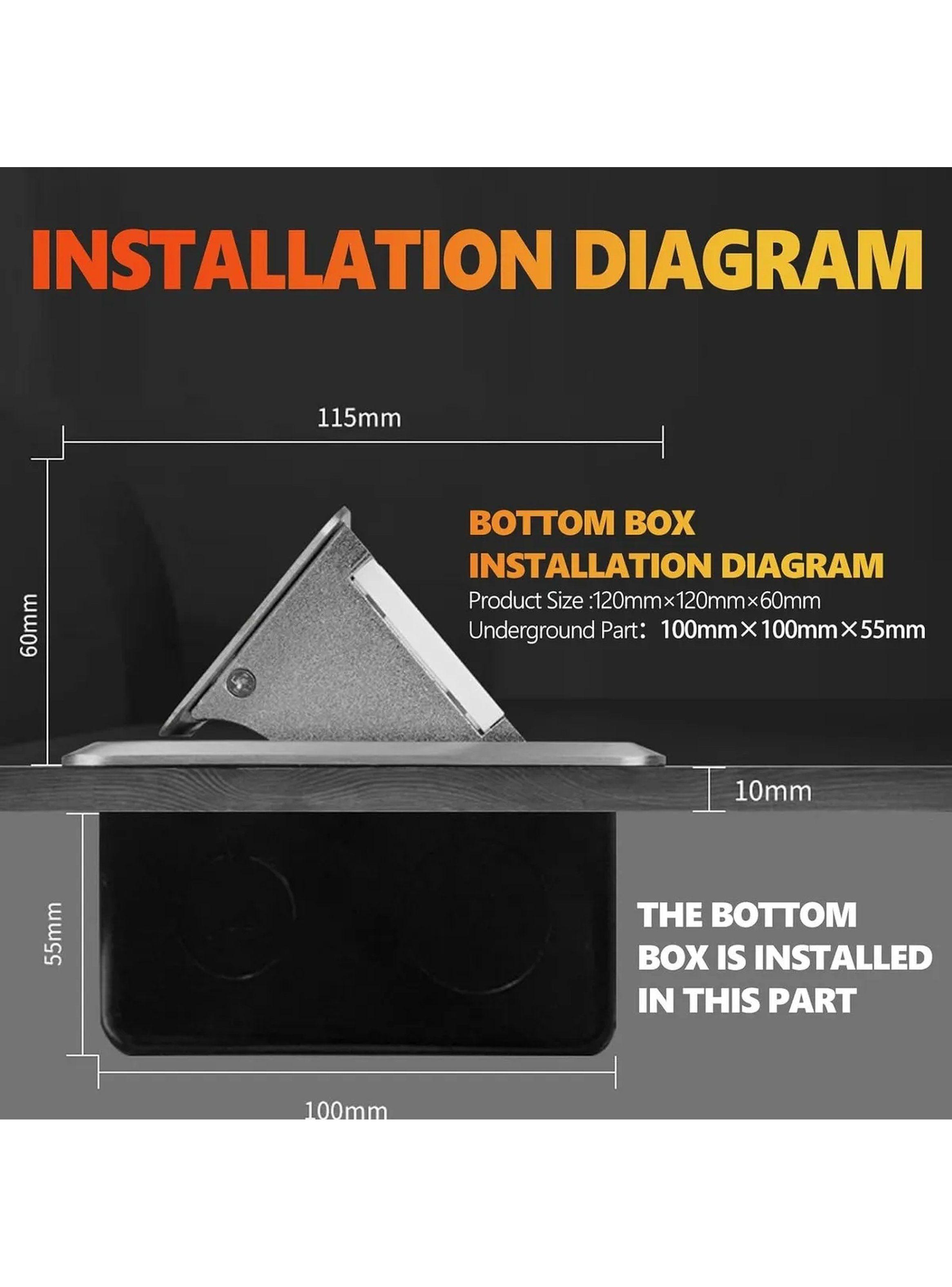 Caja De Piso Retráctil 16A Acero Inoxidable Plateado-2