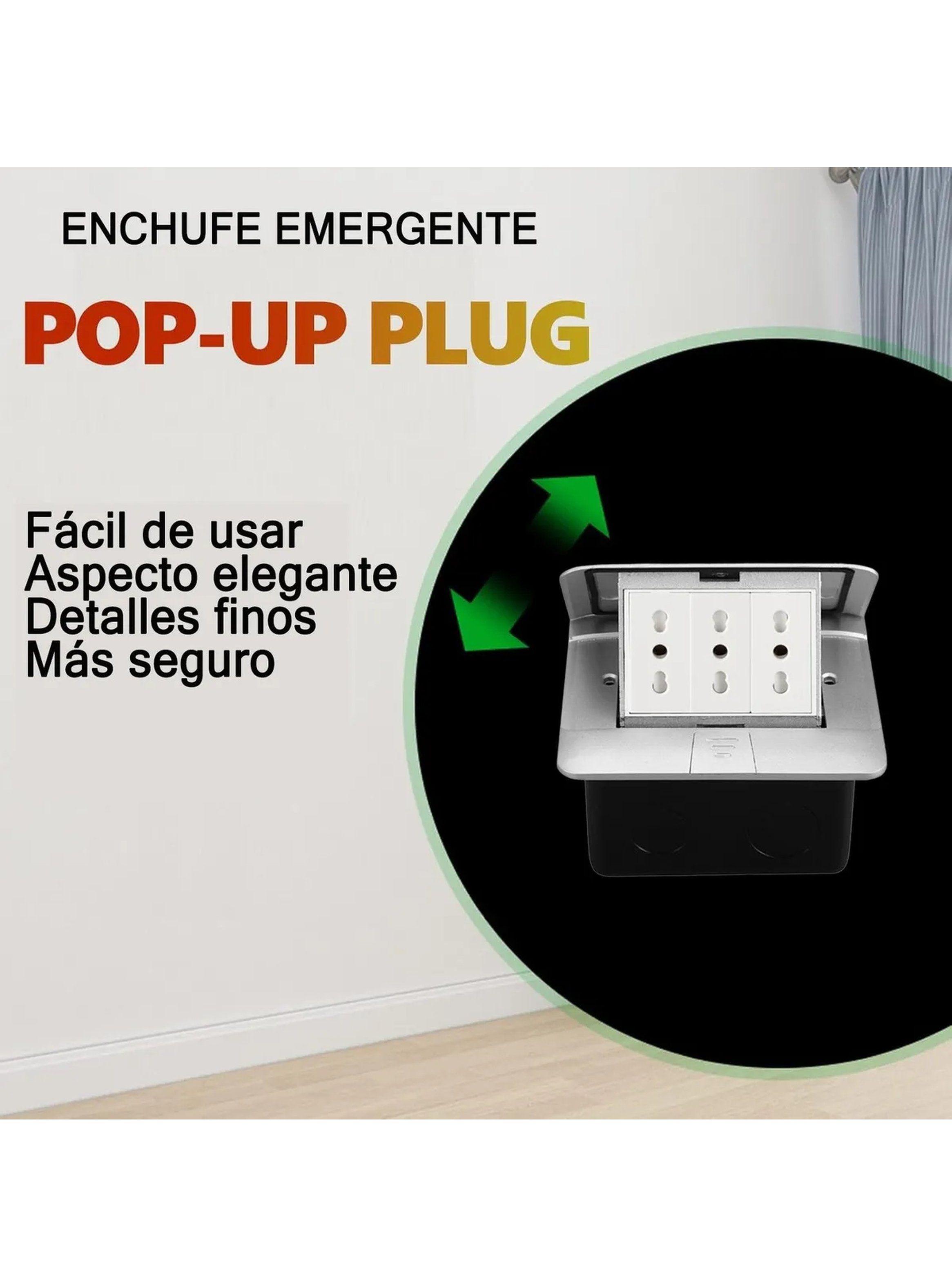 Caja De Piso Retráctil 16A Acero Inoxidable Plateado-4