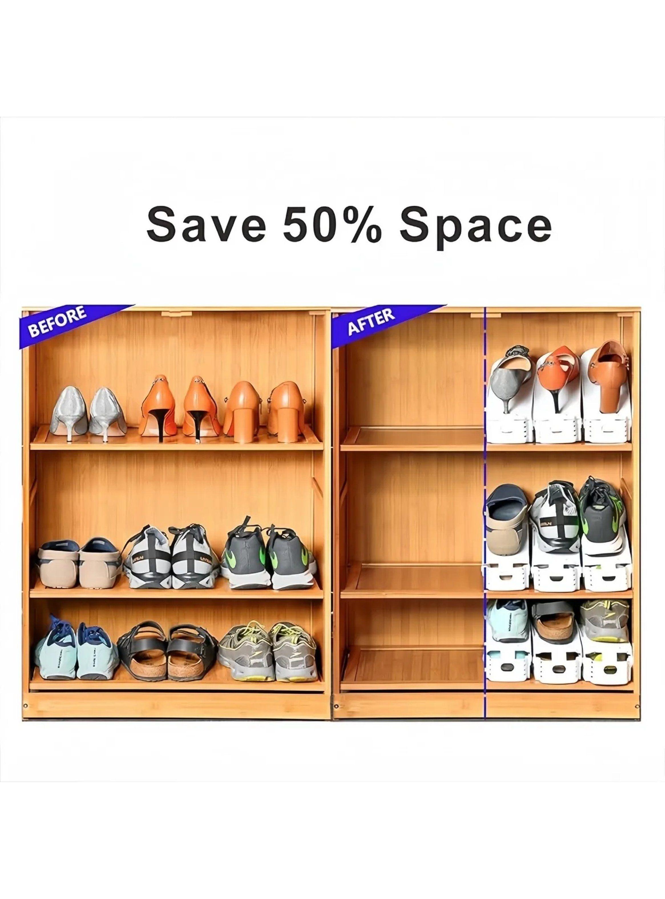 Organizador de Zapatos Ajustable Plástico Blanco 10 Unidades-3