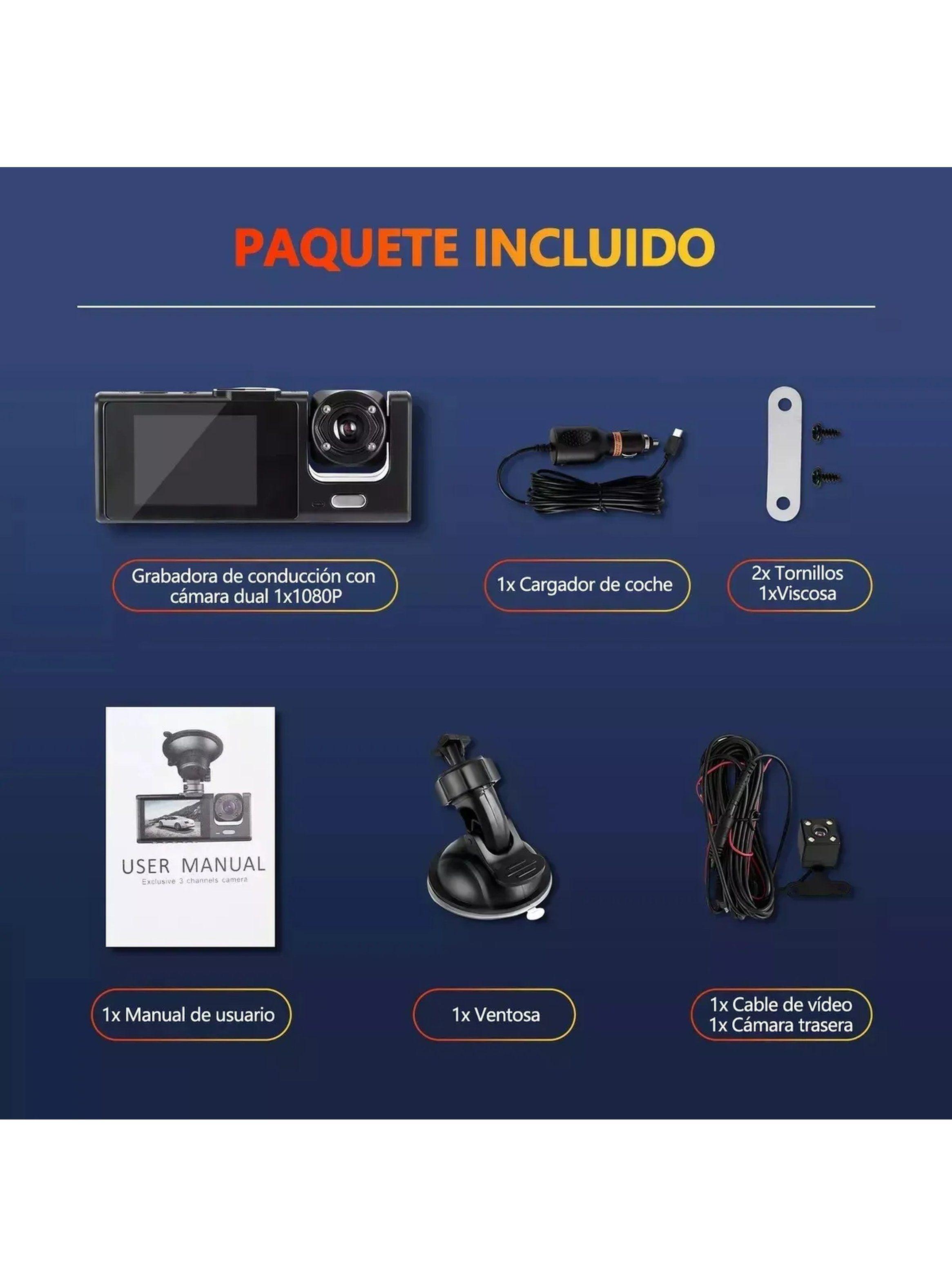 Cámara de Auto de Tres Lentes Full HD Gran Angular-6