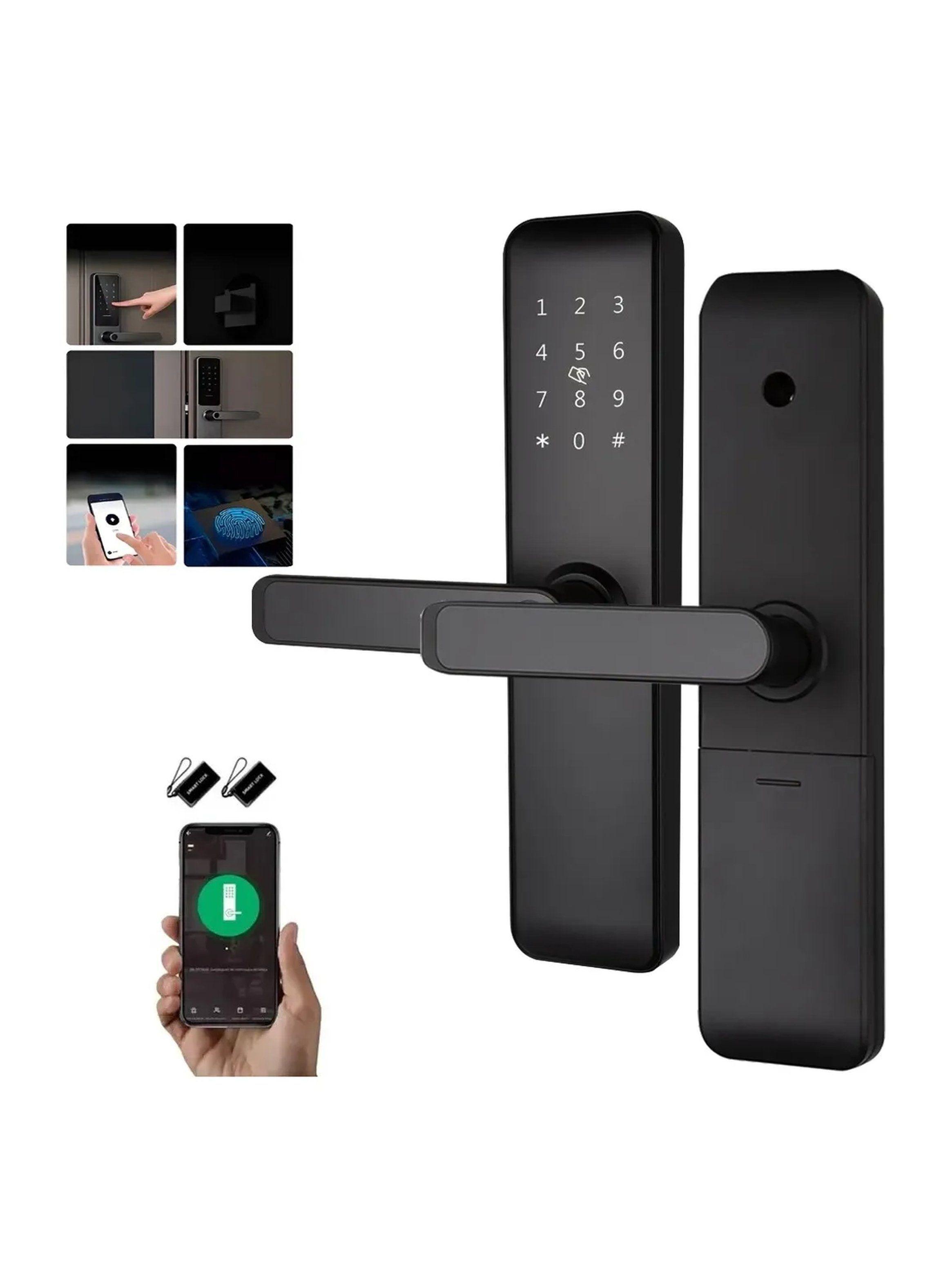 Cerradura Inteligente Digital Bluetooth Huella Dactilar Negro-0