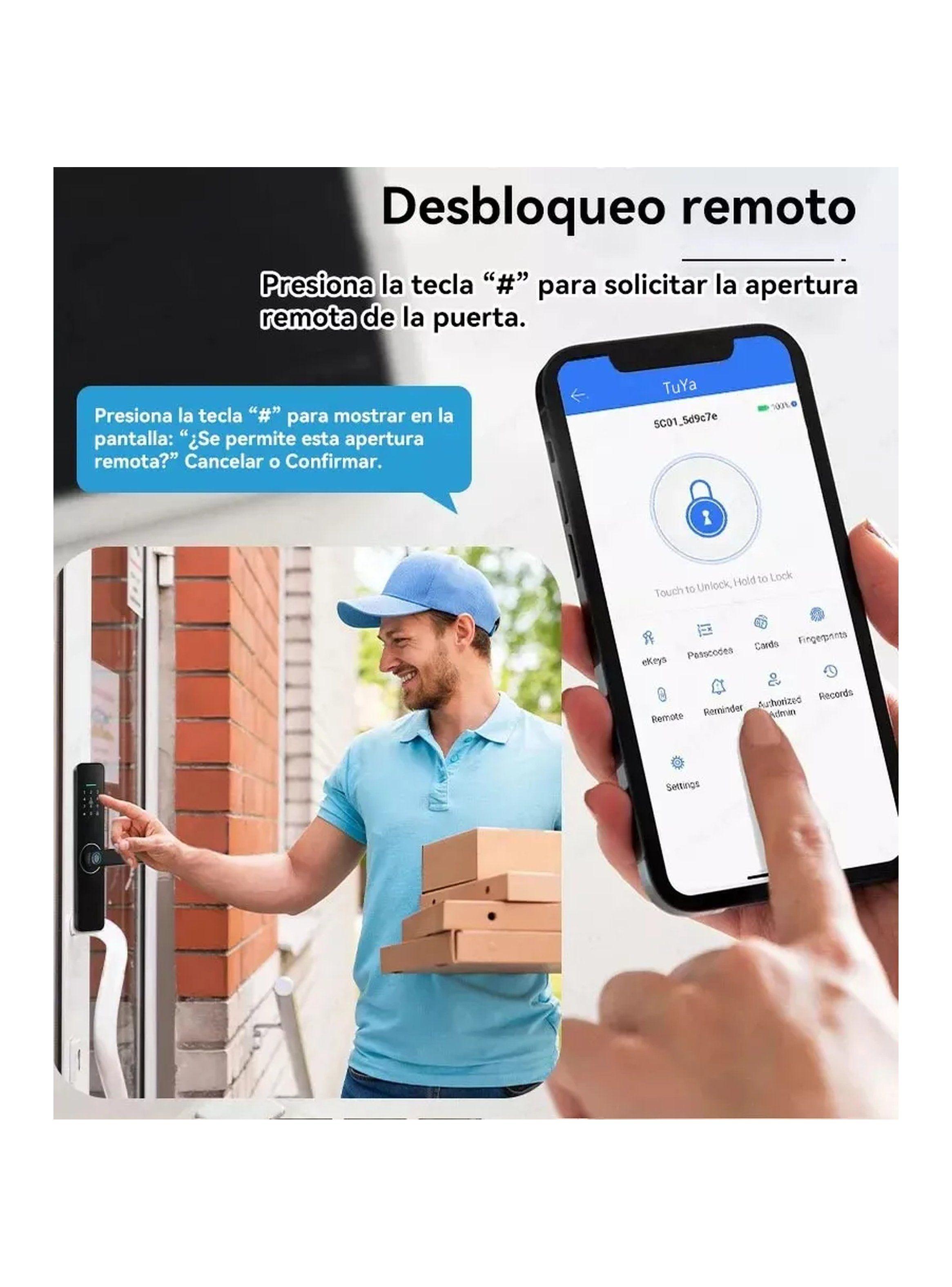 Cerradura Inteligente Digital Bluetooth Huella Dactilar Negro-2