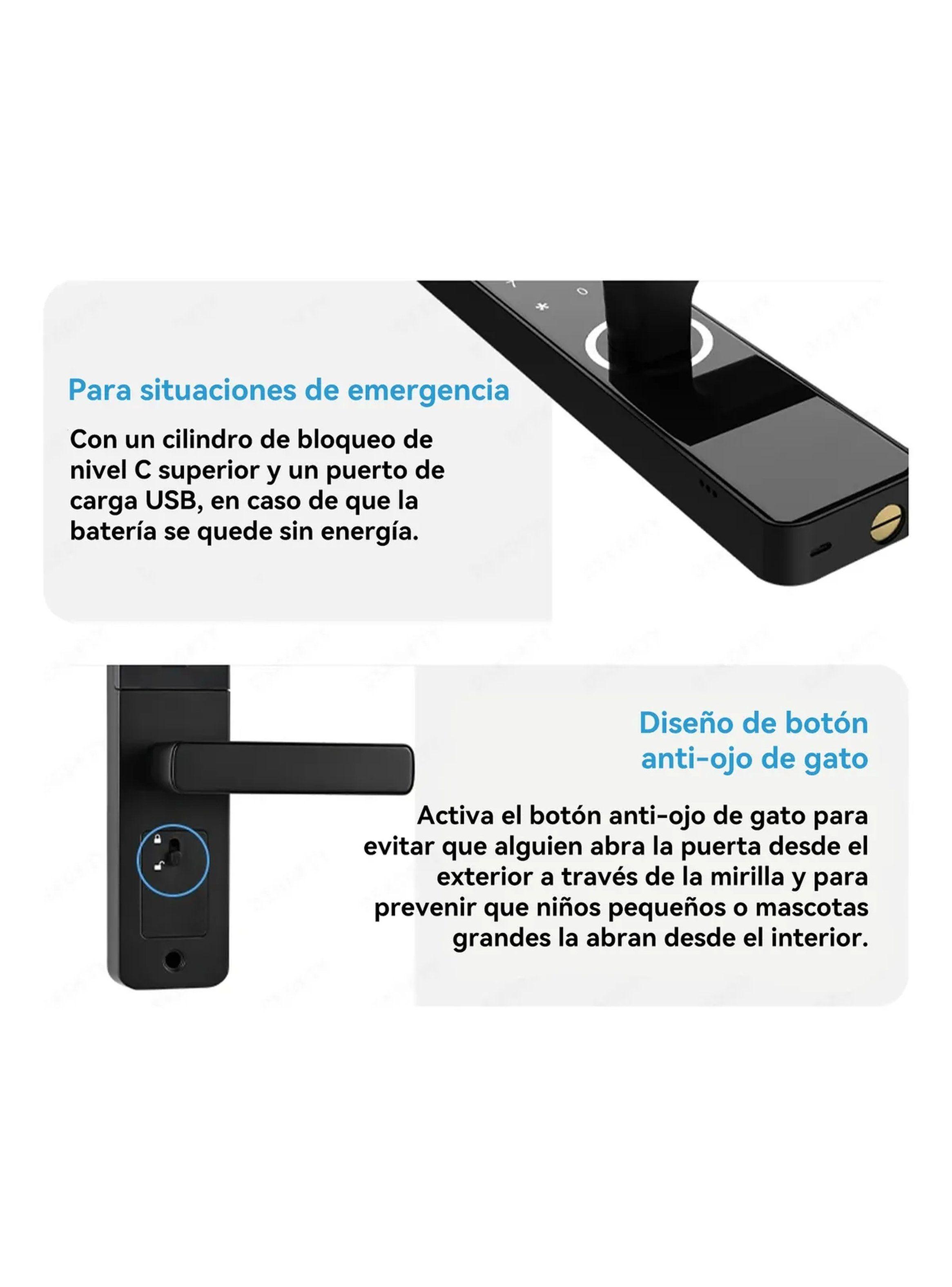 Cerradura Inteligente Digital Bluetooth Huella Dactilar Negro-7