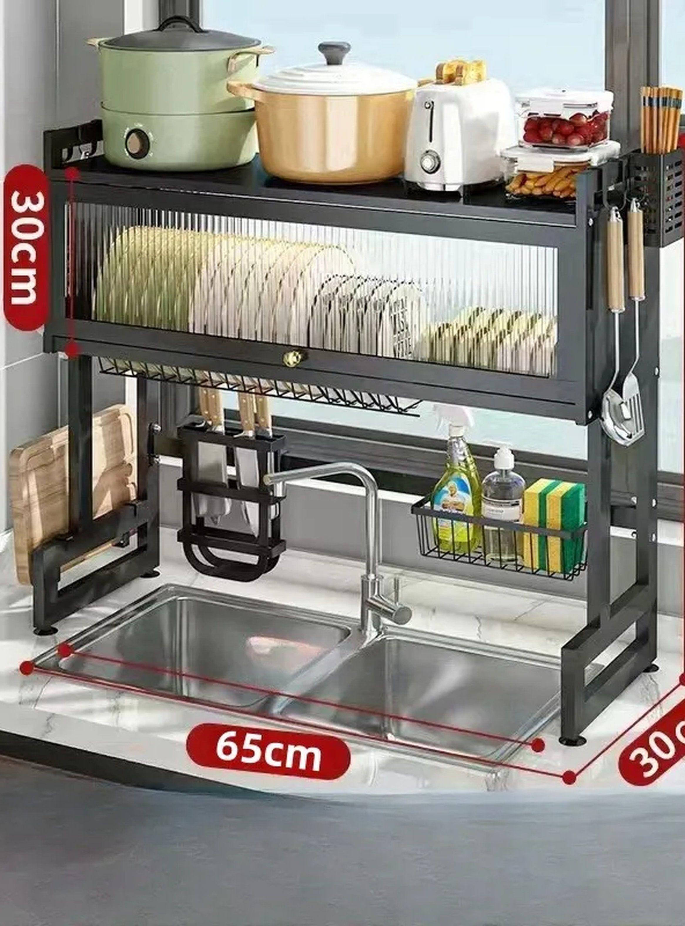 Escurridor de Platos Multifuncional Acero Inoxidable 2 Niveles Ahorra Espacio -1