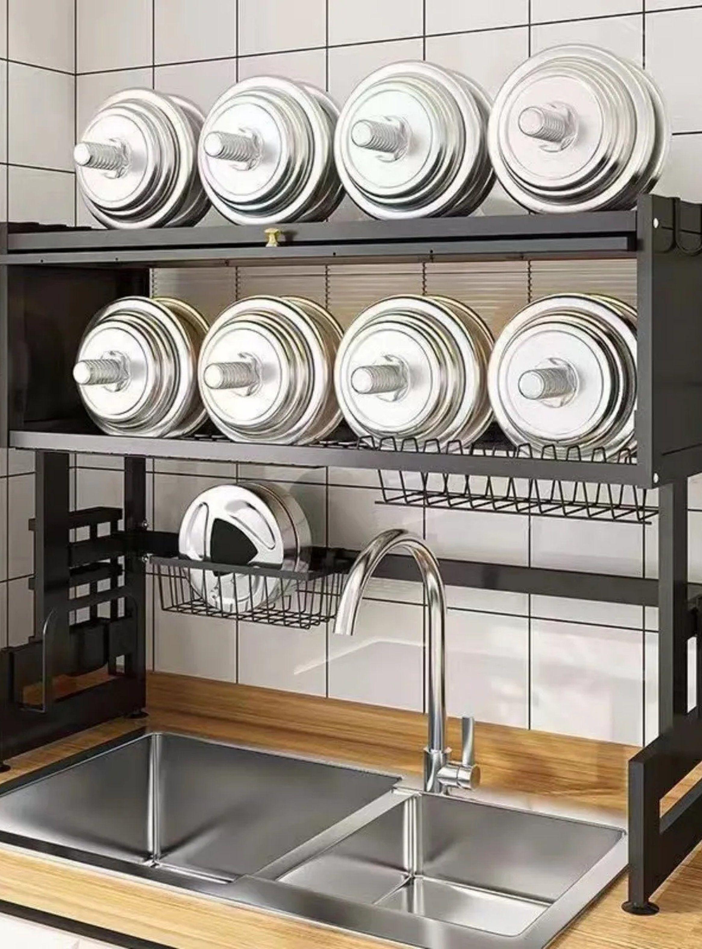 Escurridor de Platos Multifuncional Acero Inoxidable 2 Niveles Ahorra Espacio -2