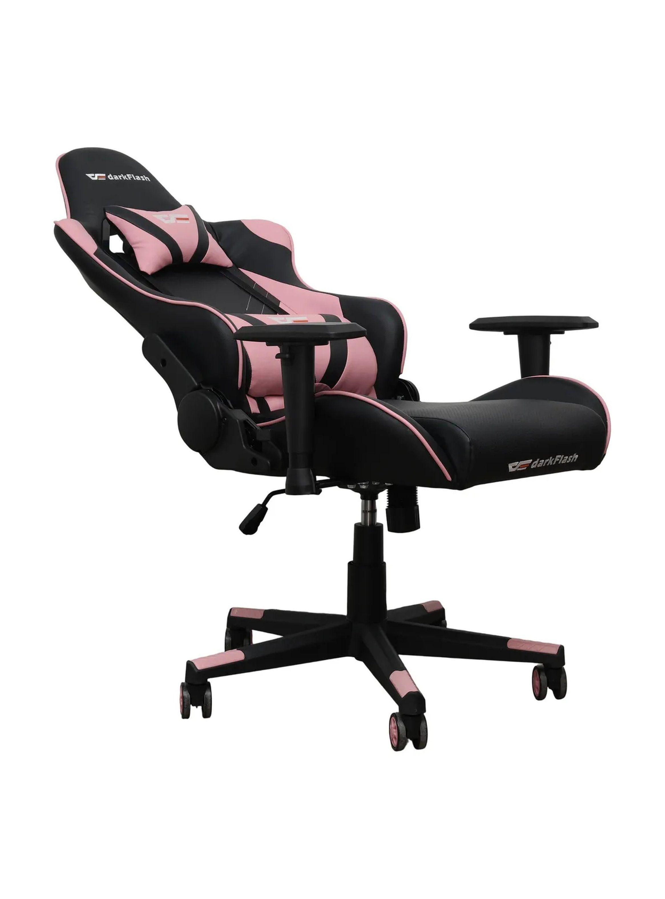 Silla Gamer Ergonómica Ajustable Rosa Y Negro-2