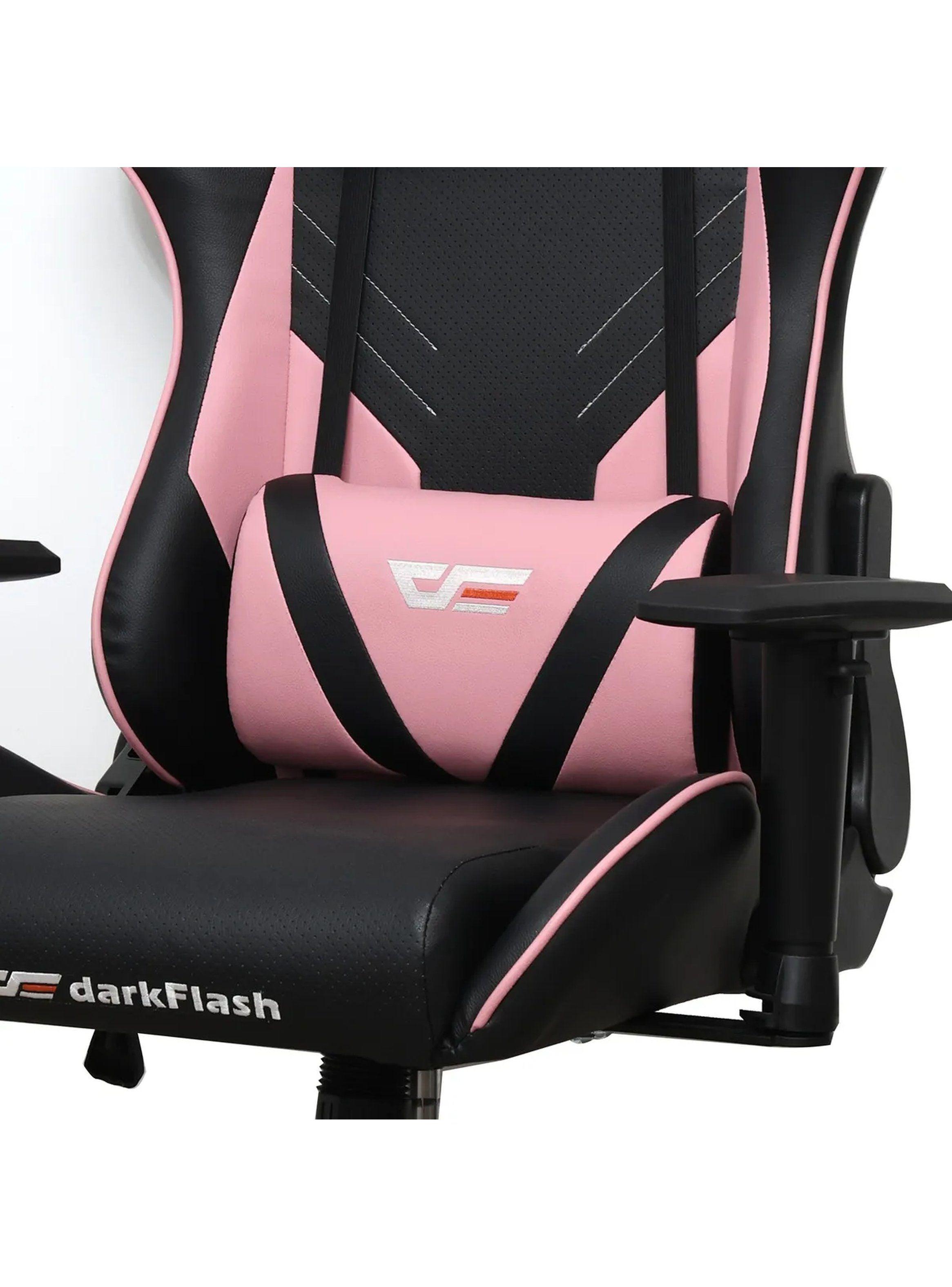 Silla Gamer Ergonómica Ajustable Rosa Y Negro-7