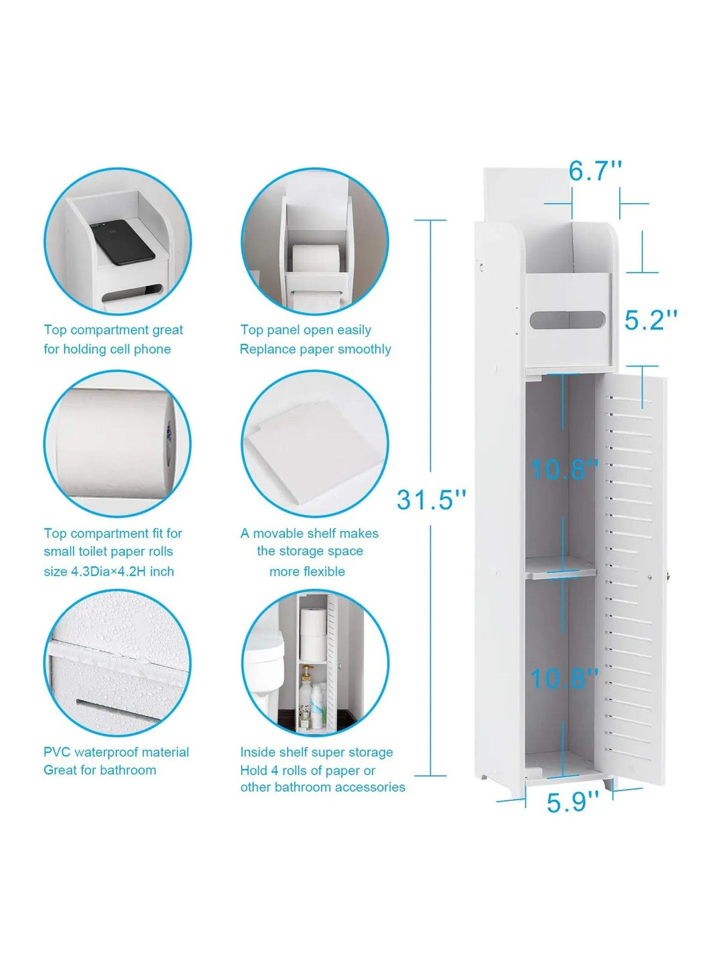 Estantería de Almacenamiento para Baño Plástica Blanca Compacta-3