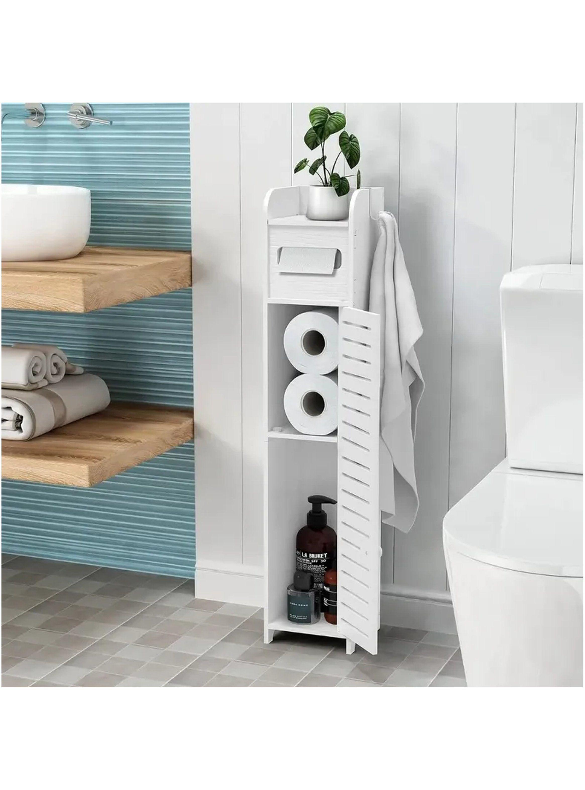 Estantería de Almacenamiento para Baño Plástica Blanca Compacta-4