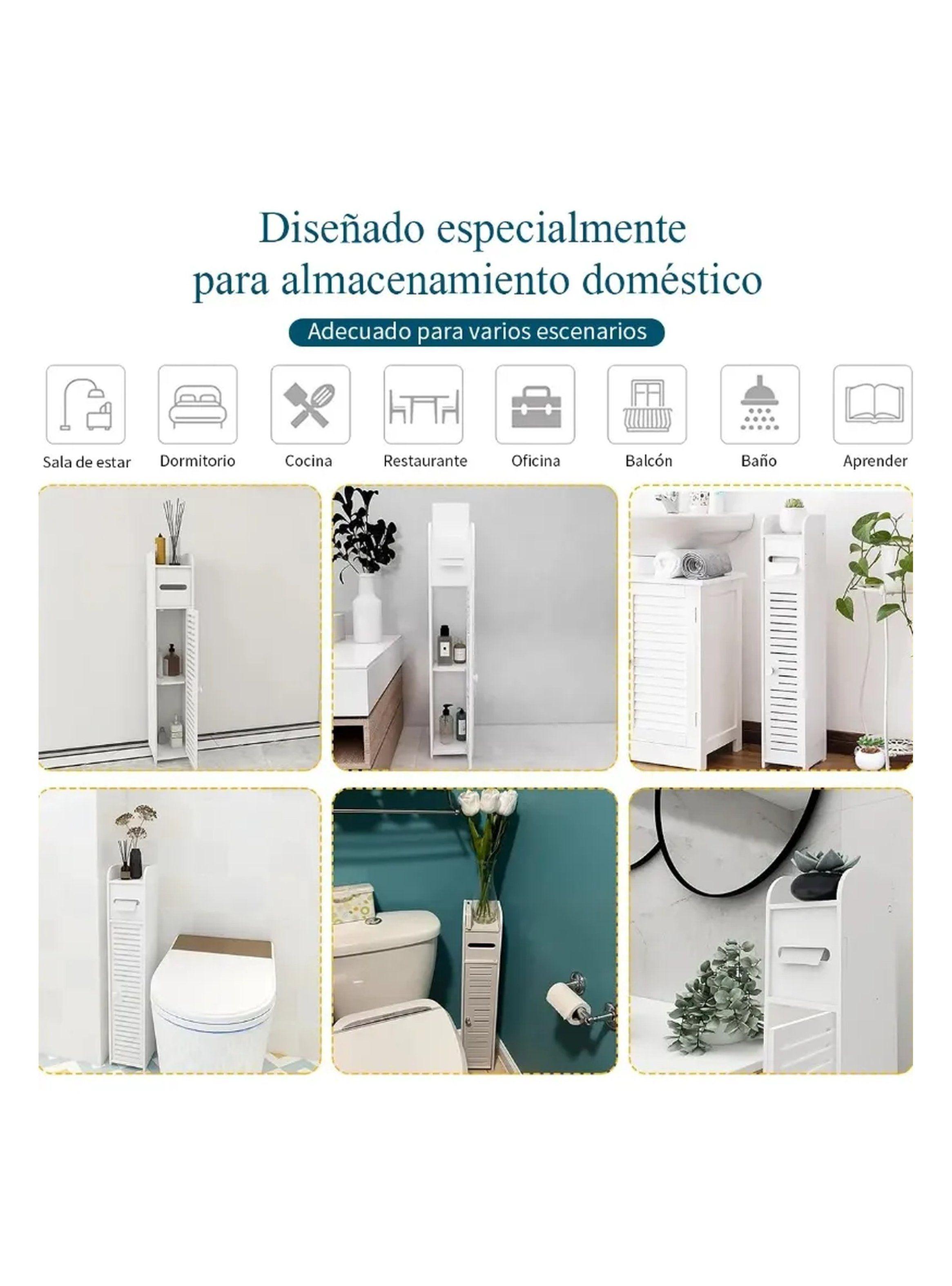 Estantería de Almacenamiento para Baño Plástica Blanca Compacta-5