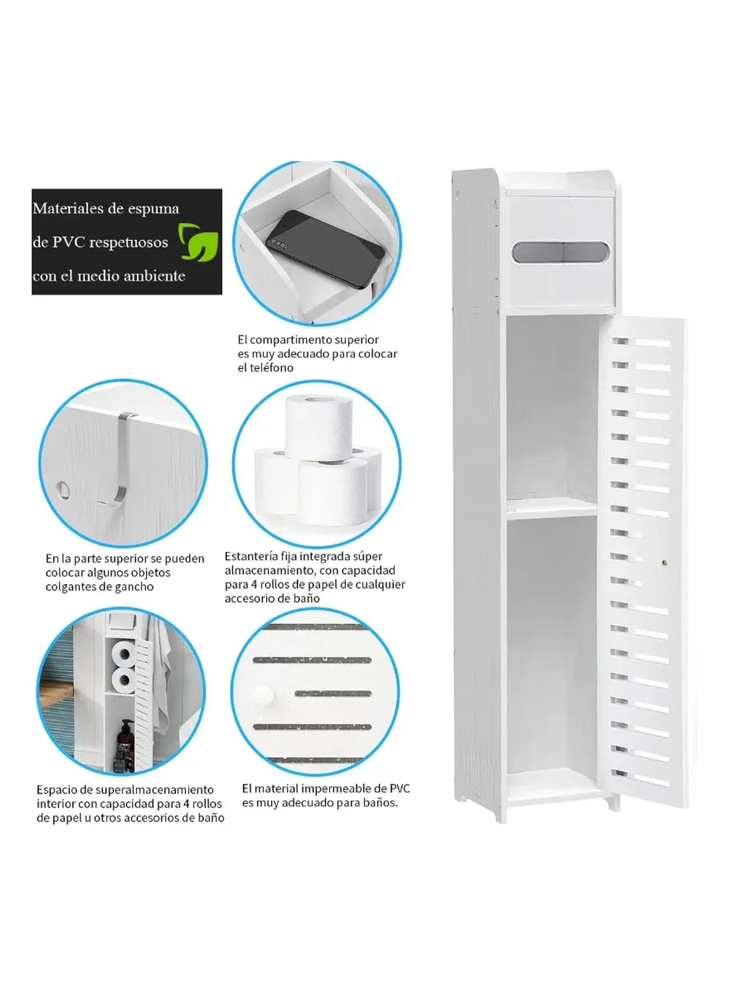 Estantería de Almacenamiento para Baño Plástica Blanca Compacta-6