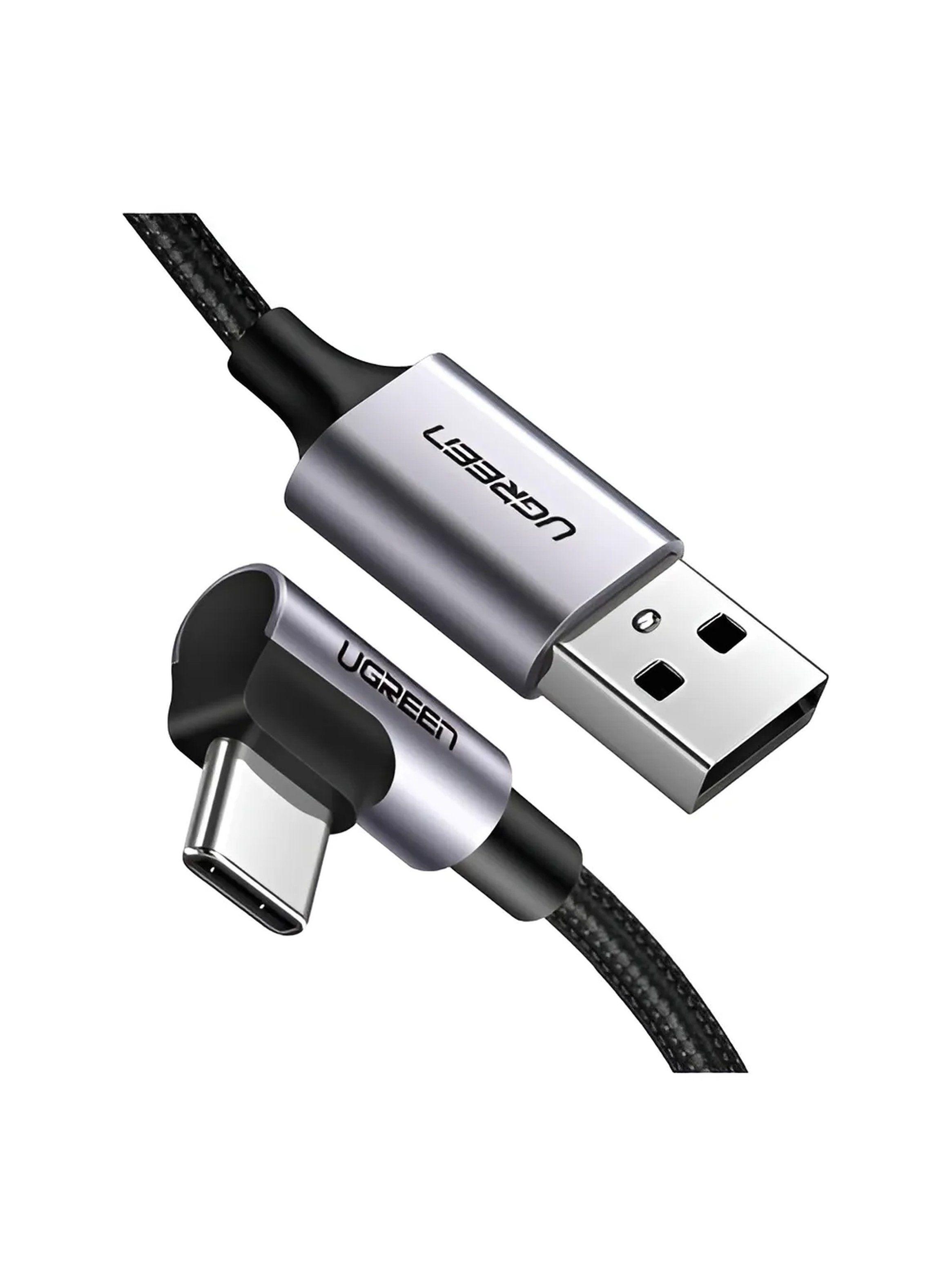 Cable USB-A a USB-C Trenzado Carga Rápida 90 Grados 1M-0