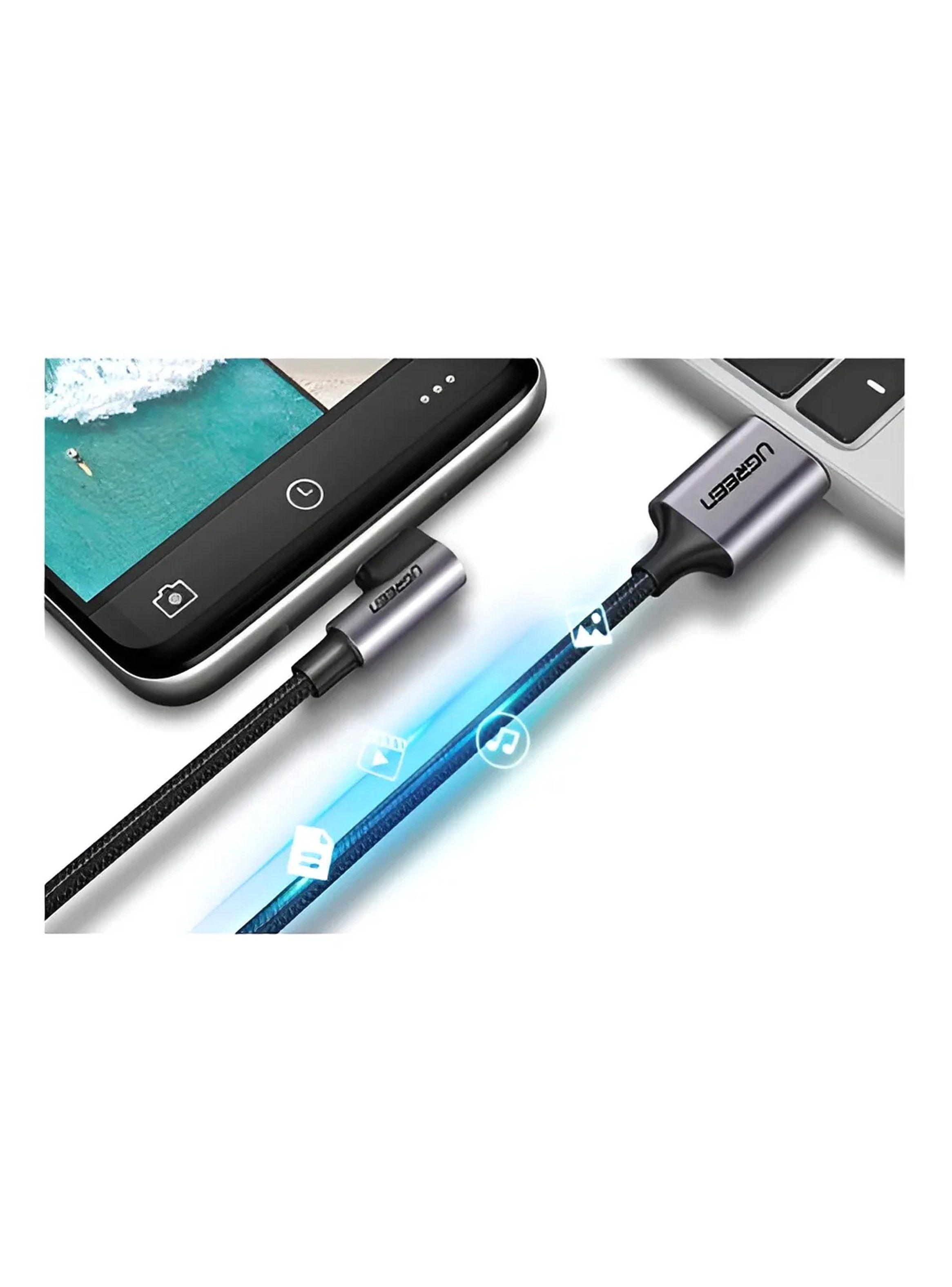 Cable USB-A a USB-C Trenzado Carga Rápida 90 Grados 1M-2