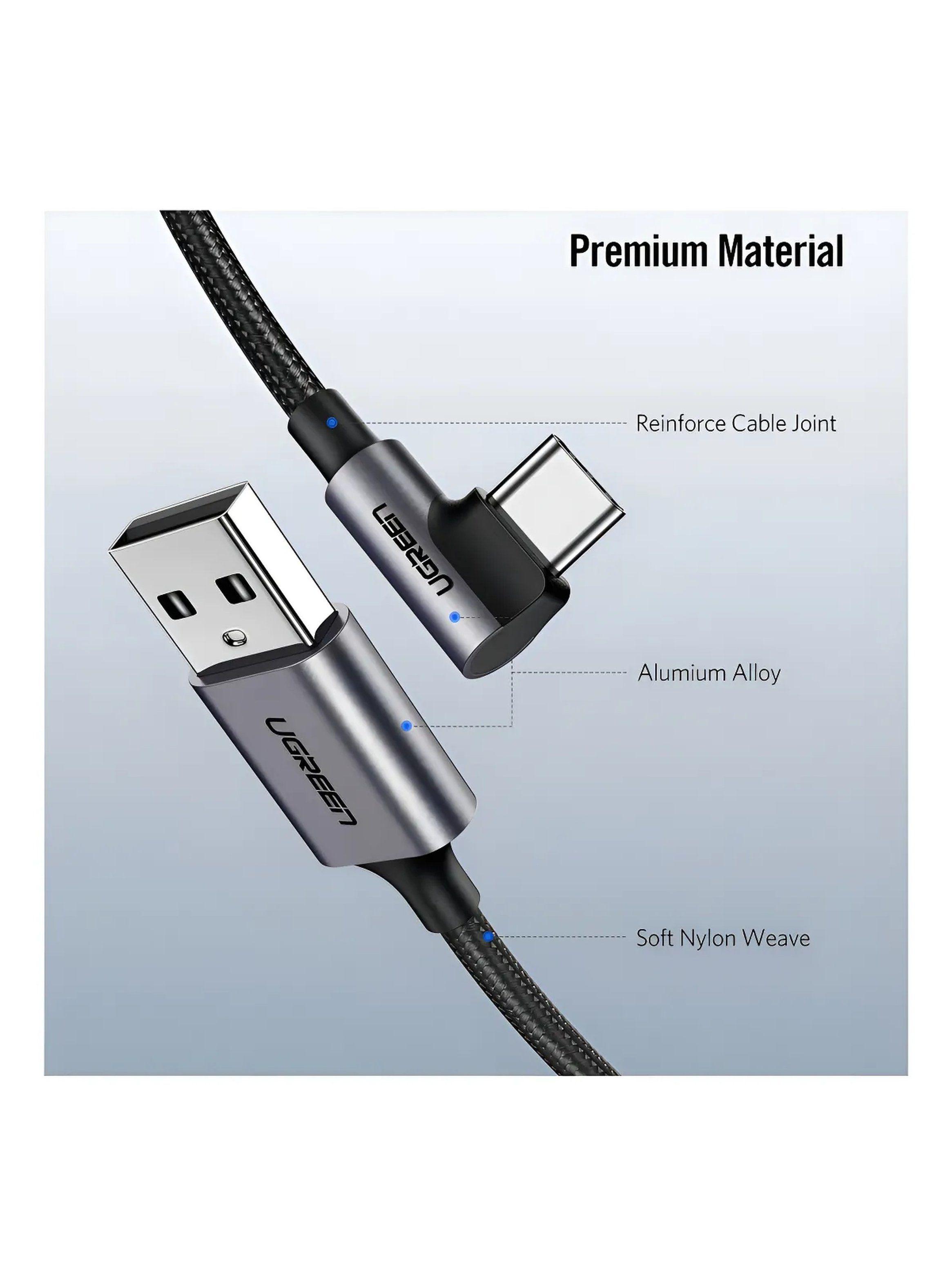 Cable USB-A a USB-C Trenzado Carga Rápida 90 Grados 1M-5