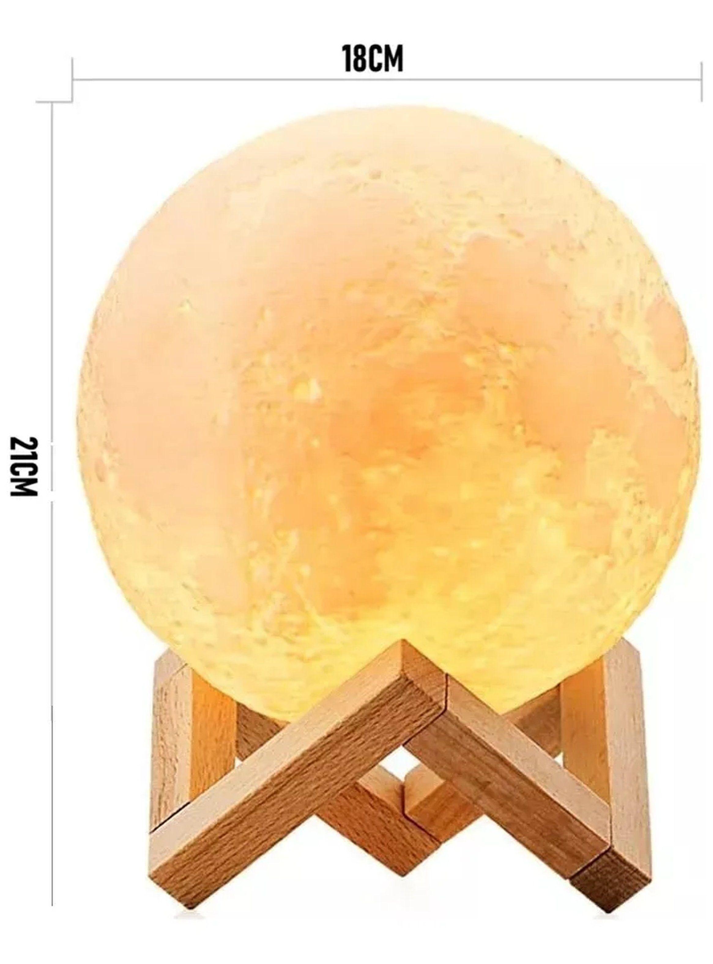 Lámpara de Luna LED Recargable 16 Colores Base de Madera-5