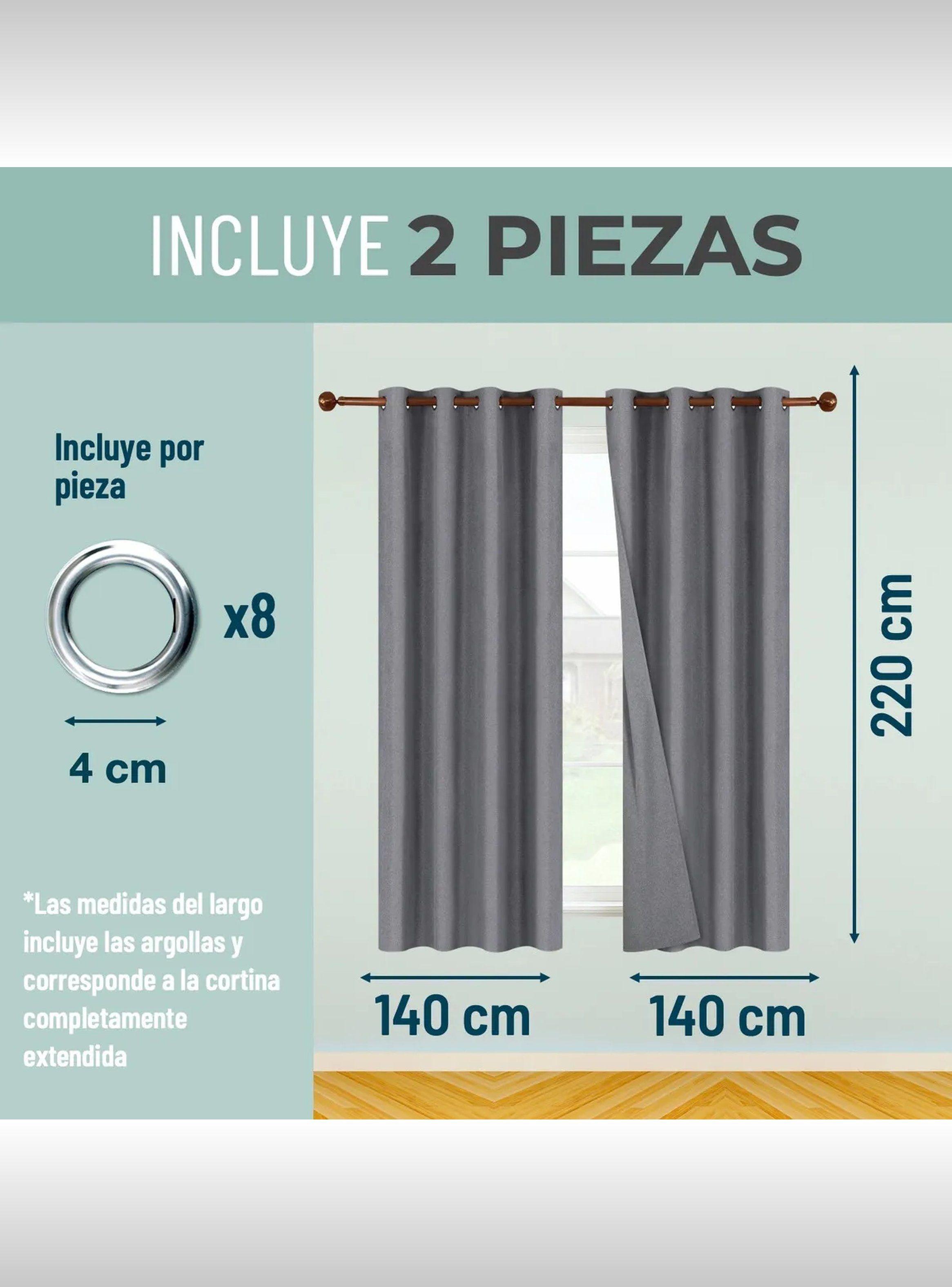 Cortinas Blackout Tela Textura Lino Aislante Térmico Gris-3