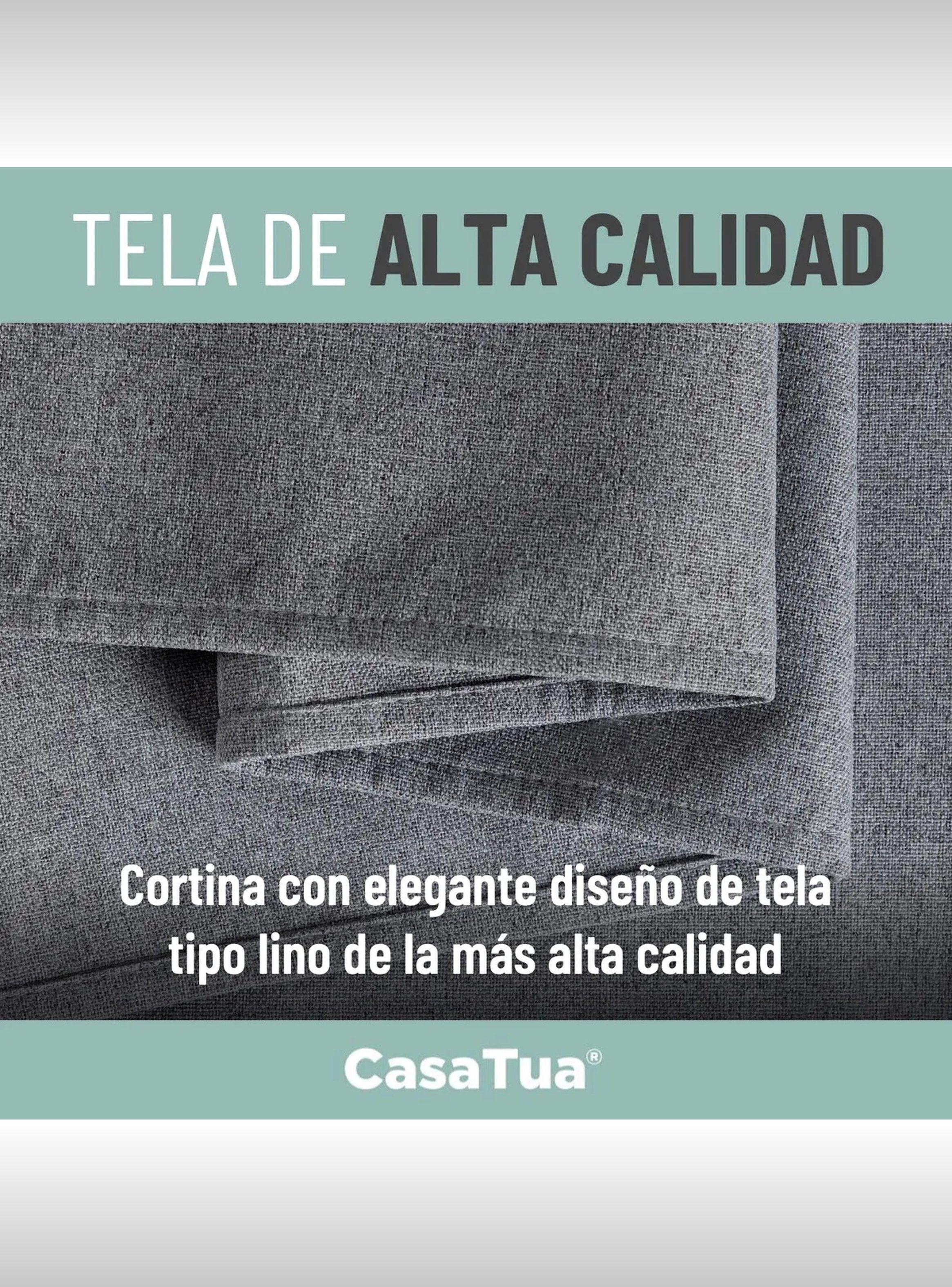 Cortinas Blackout Tela Textura Lino Aislante Térmico Gris-4