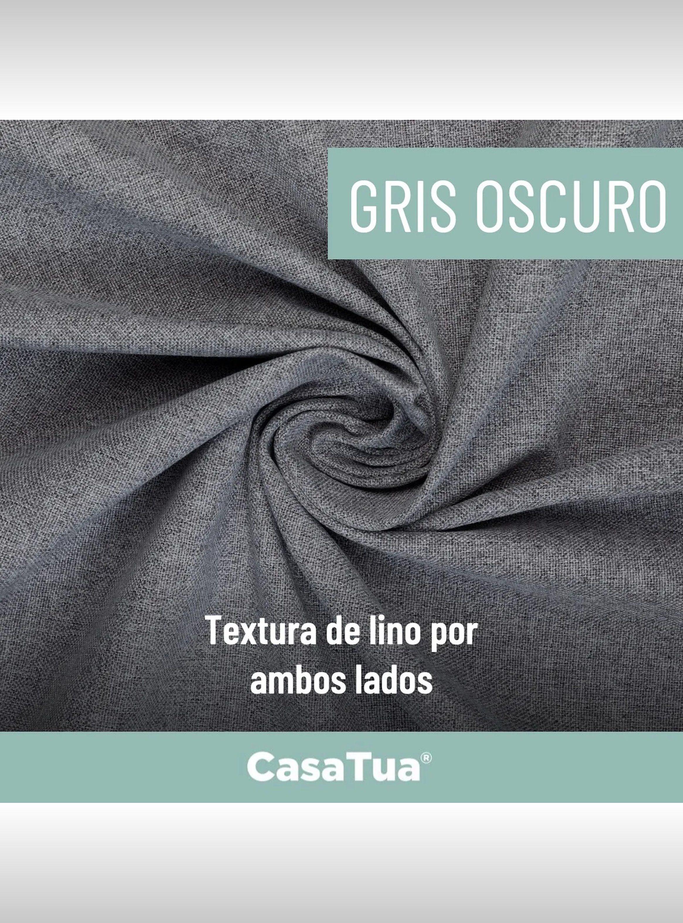 Cortinas Blackout Tela Textura Lino Aislante Térmico Gris-6