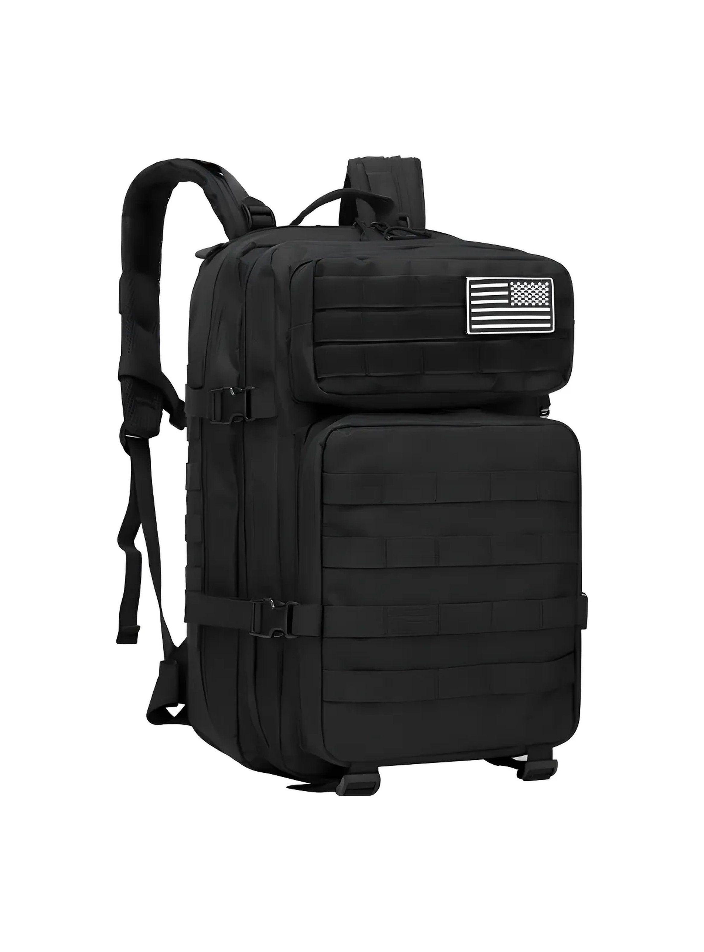 Mochila Táctica Militar 40L Repelente al Agua Negra Ajustable-0