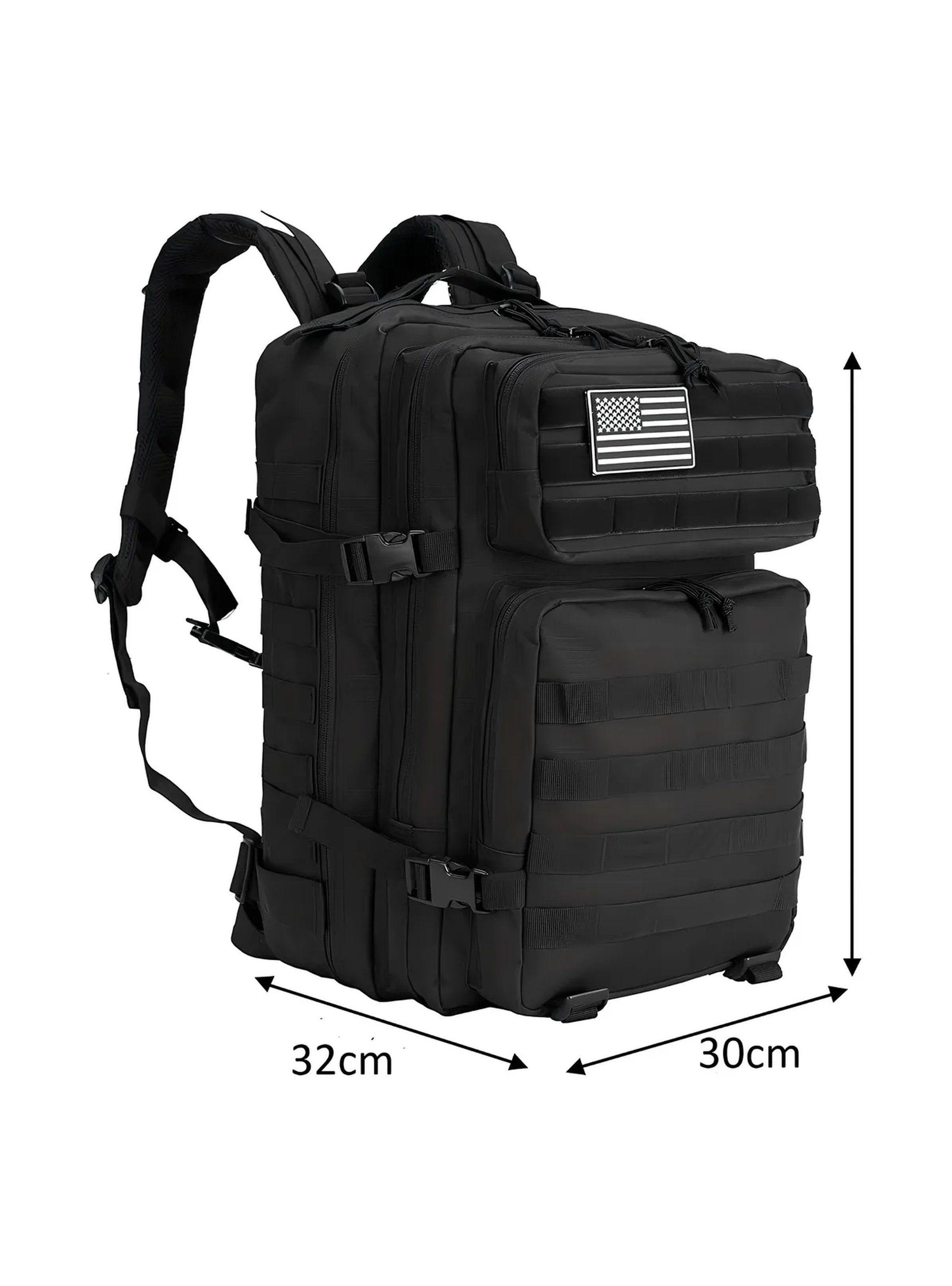 Mochila Táctica Militar 40L Repelente al Agua Negra Ajustable-3