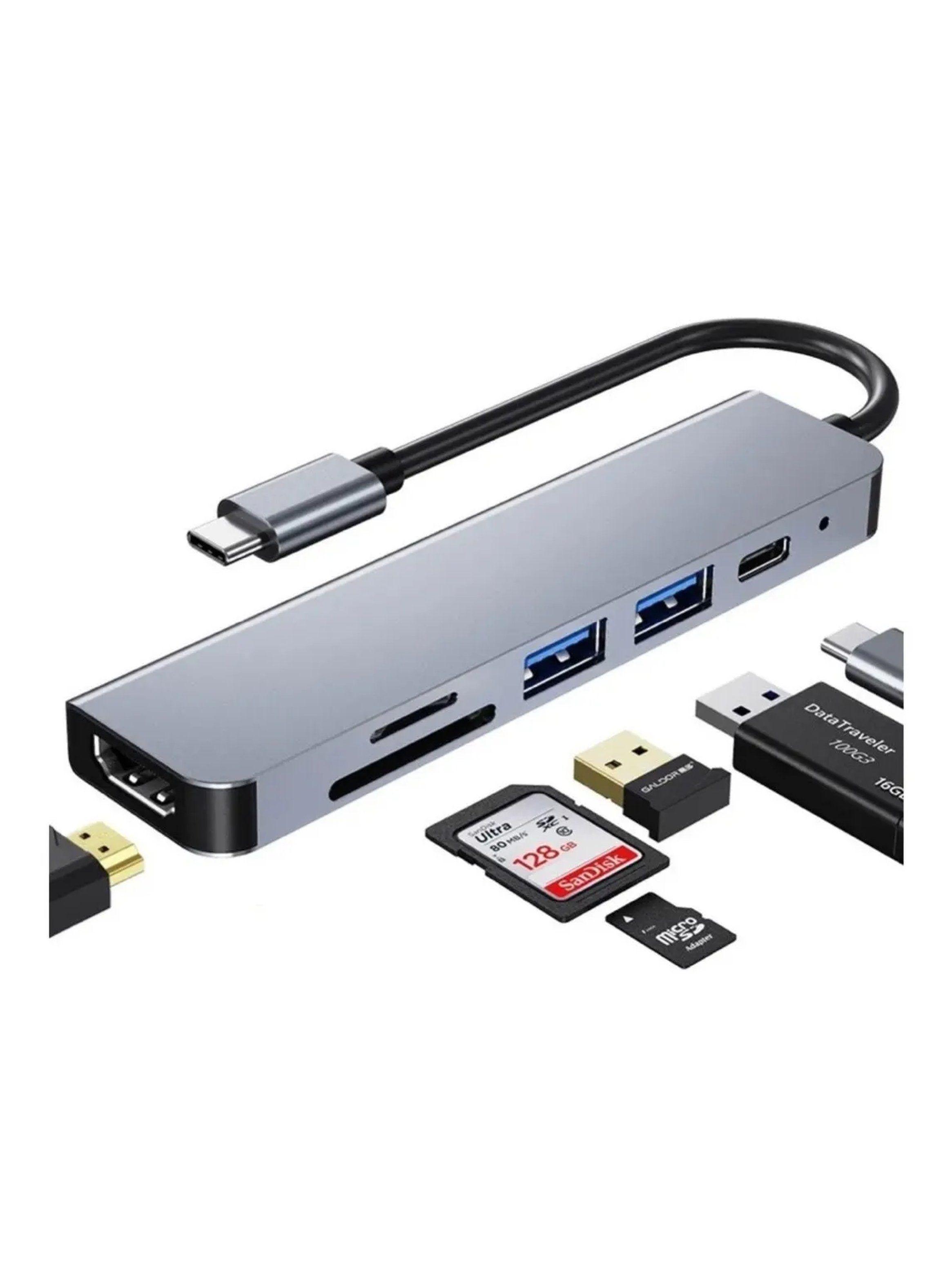 Concentrador USB-C Multipuerto HDMI USB 3.0 Lector de Tarjetas SD/TF PD 100W-2