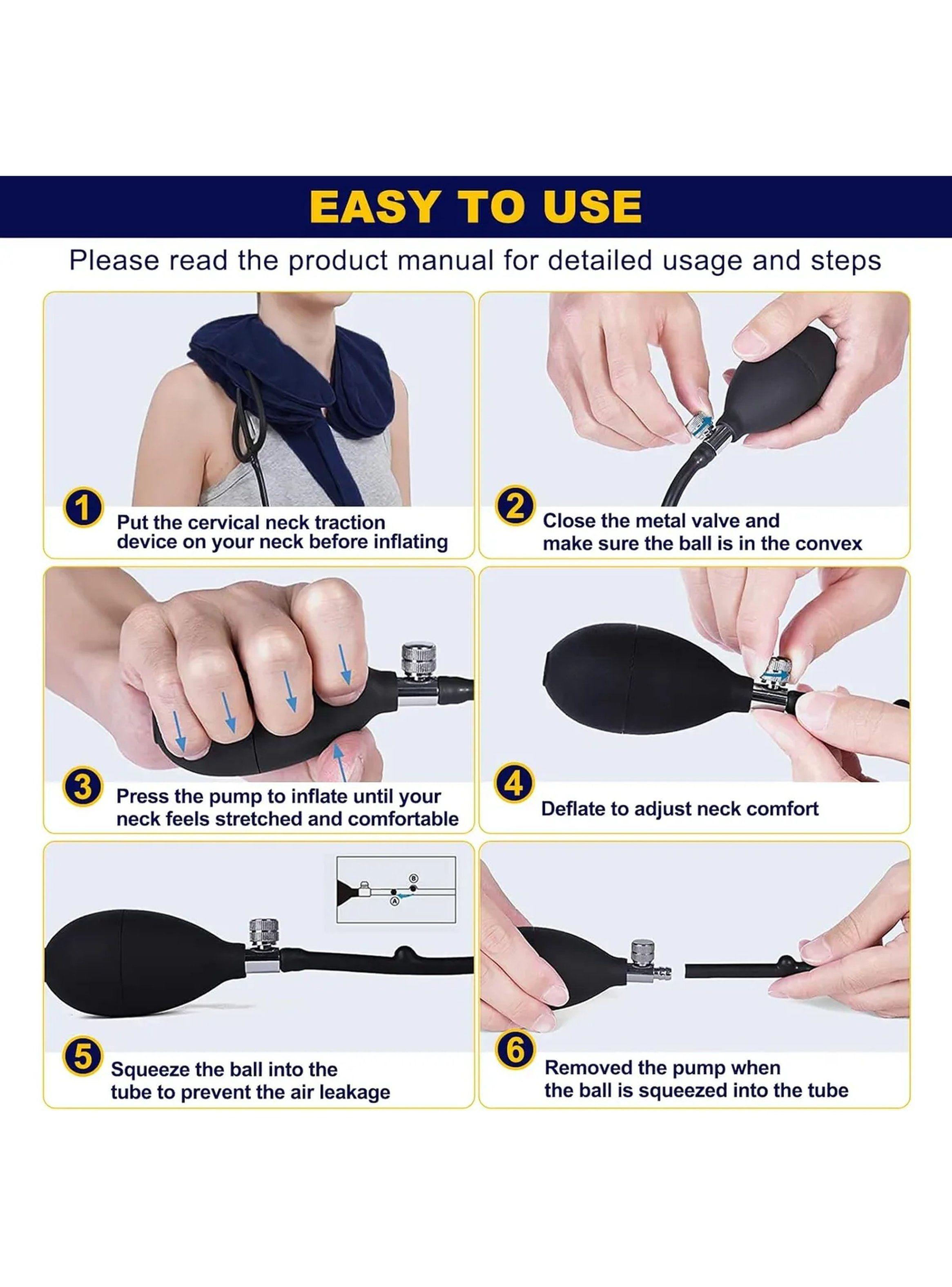 Collar Cervical Inflable Ajustable Tela Aterciopelada Azul-4