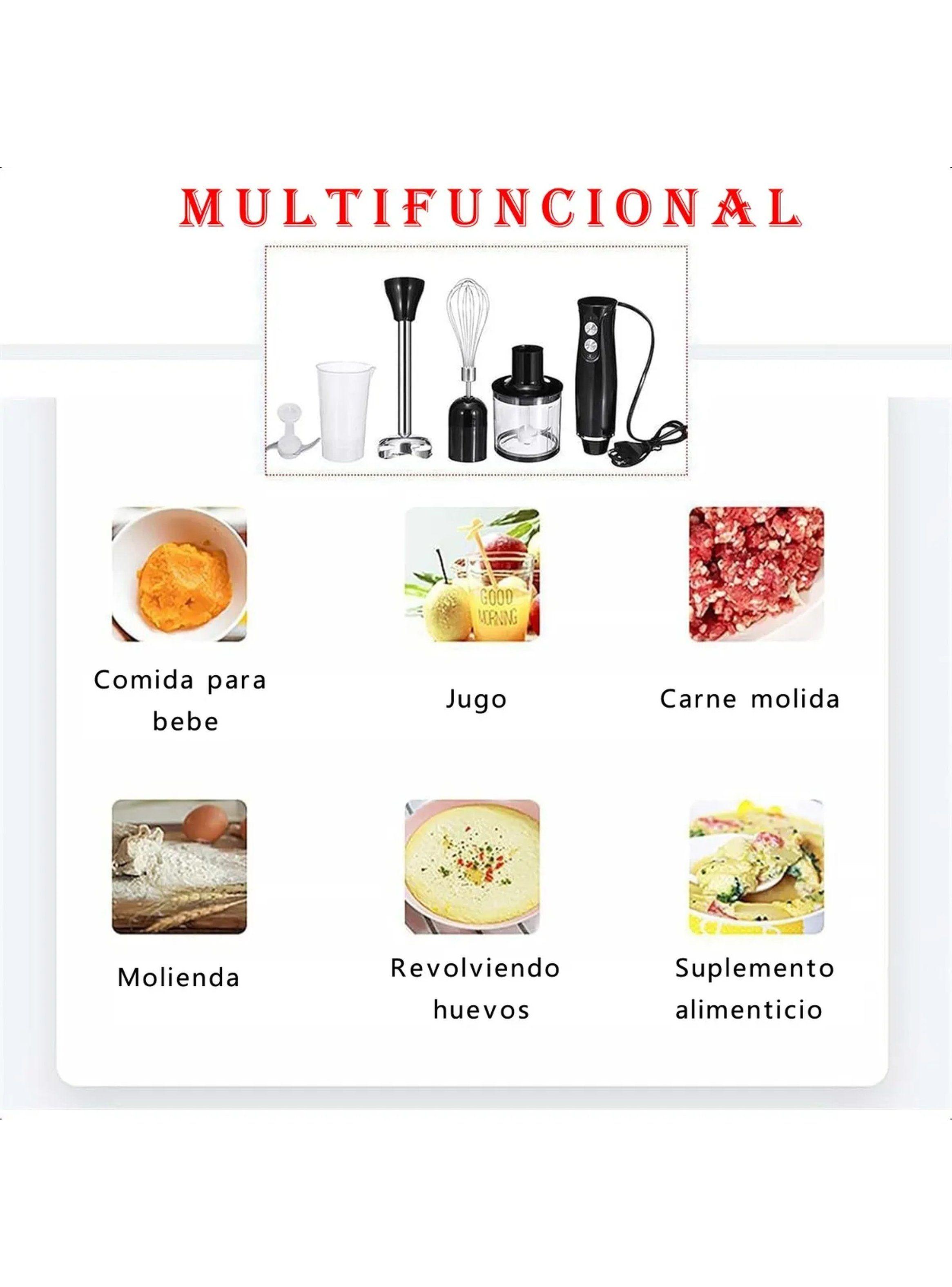 Batidora de Mano 4 en 1 500W Acero Inoxidable Negra-6
