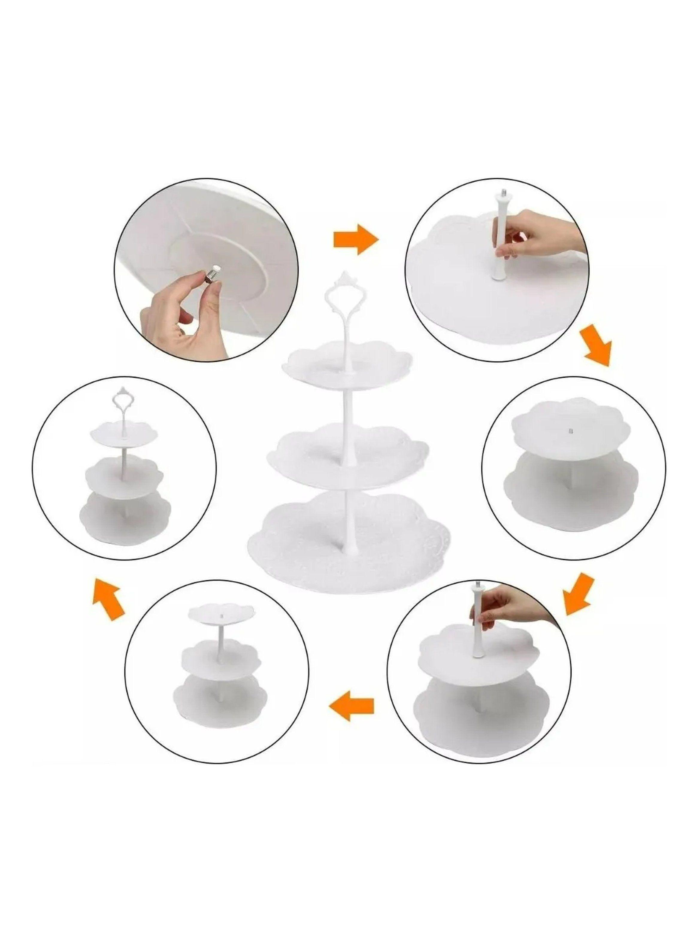 Soporte Para Cupcakes Tres Niveles Plástico Blanco 39 cm-3