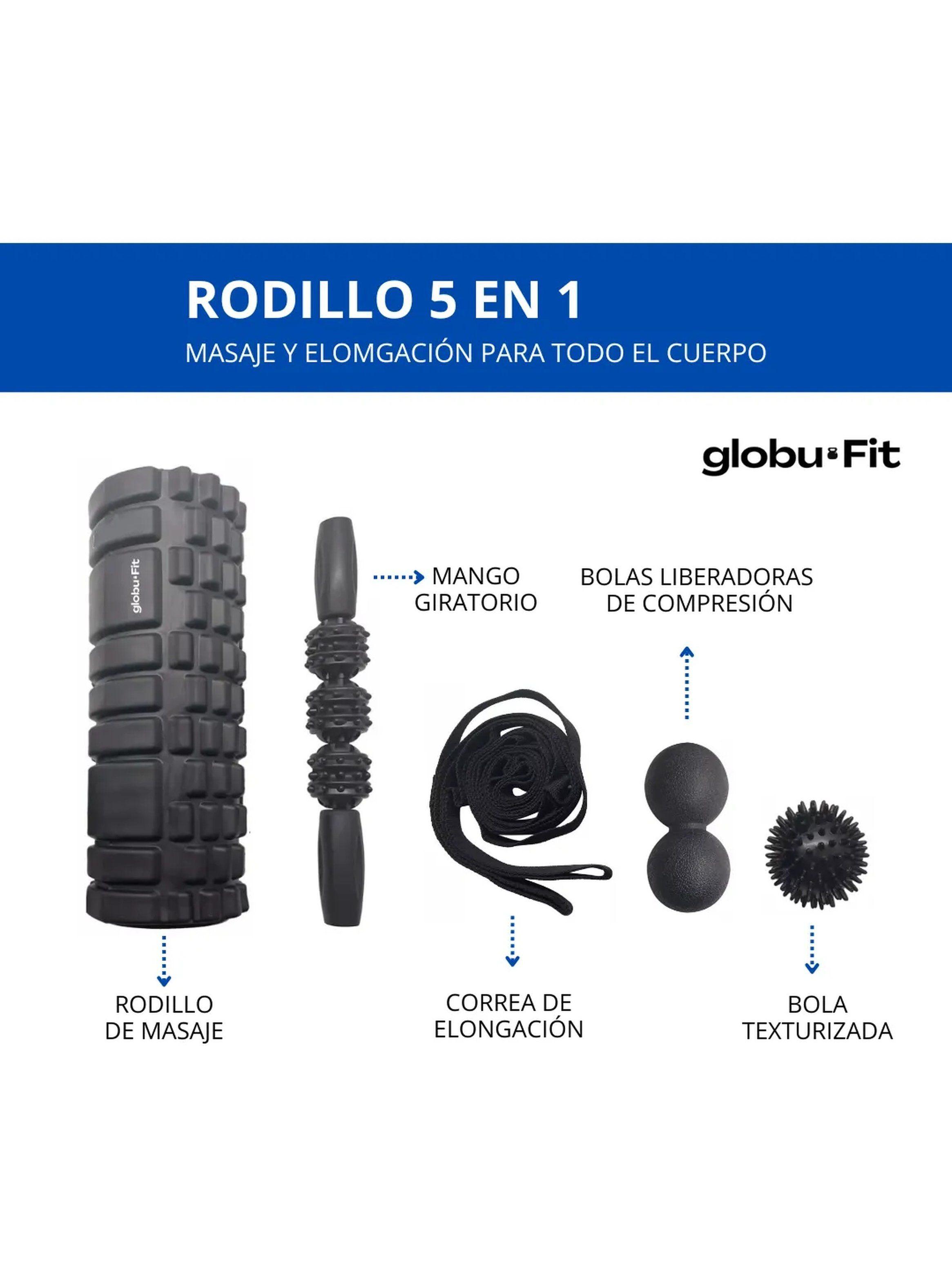 Kit de Rodillos de Masaje 5 en 1 Goma Texturizada Negros-1
