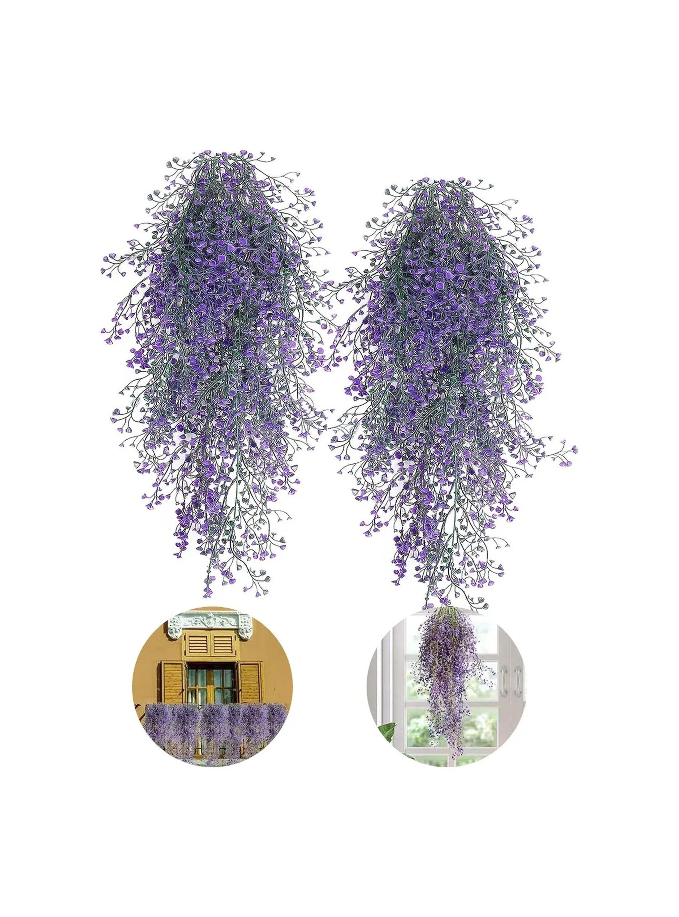 Decoración de Flores Artificiales Colgantes 80cm Lavanda 2 Piezas-0