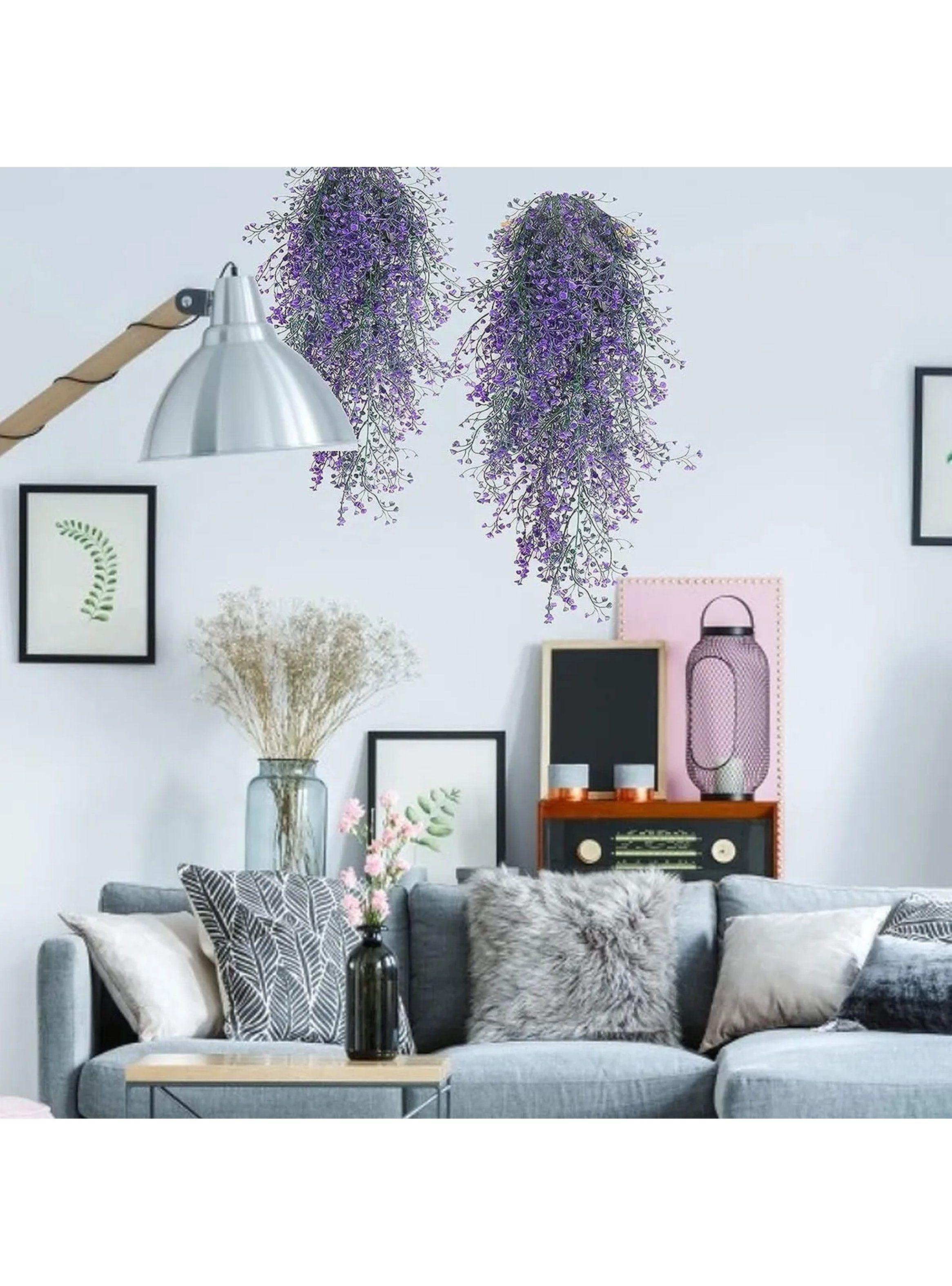 Decoración de Flores Artificiales Colgantes 80cm Lavanda 2 Piezas-4