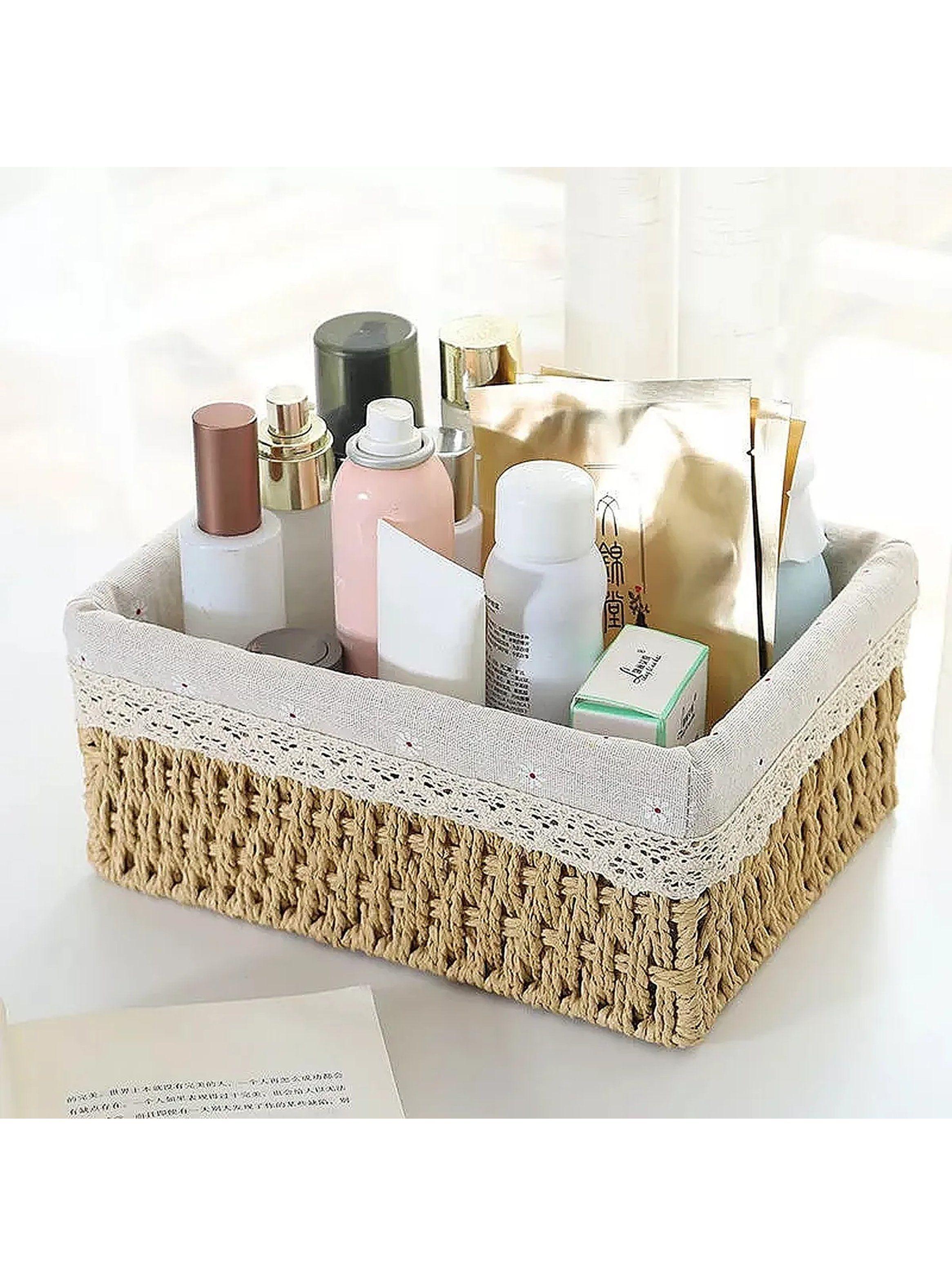 Cestas Organizadoras de Mimbre con Forro Beige Set de 3-3