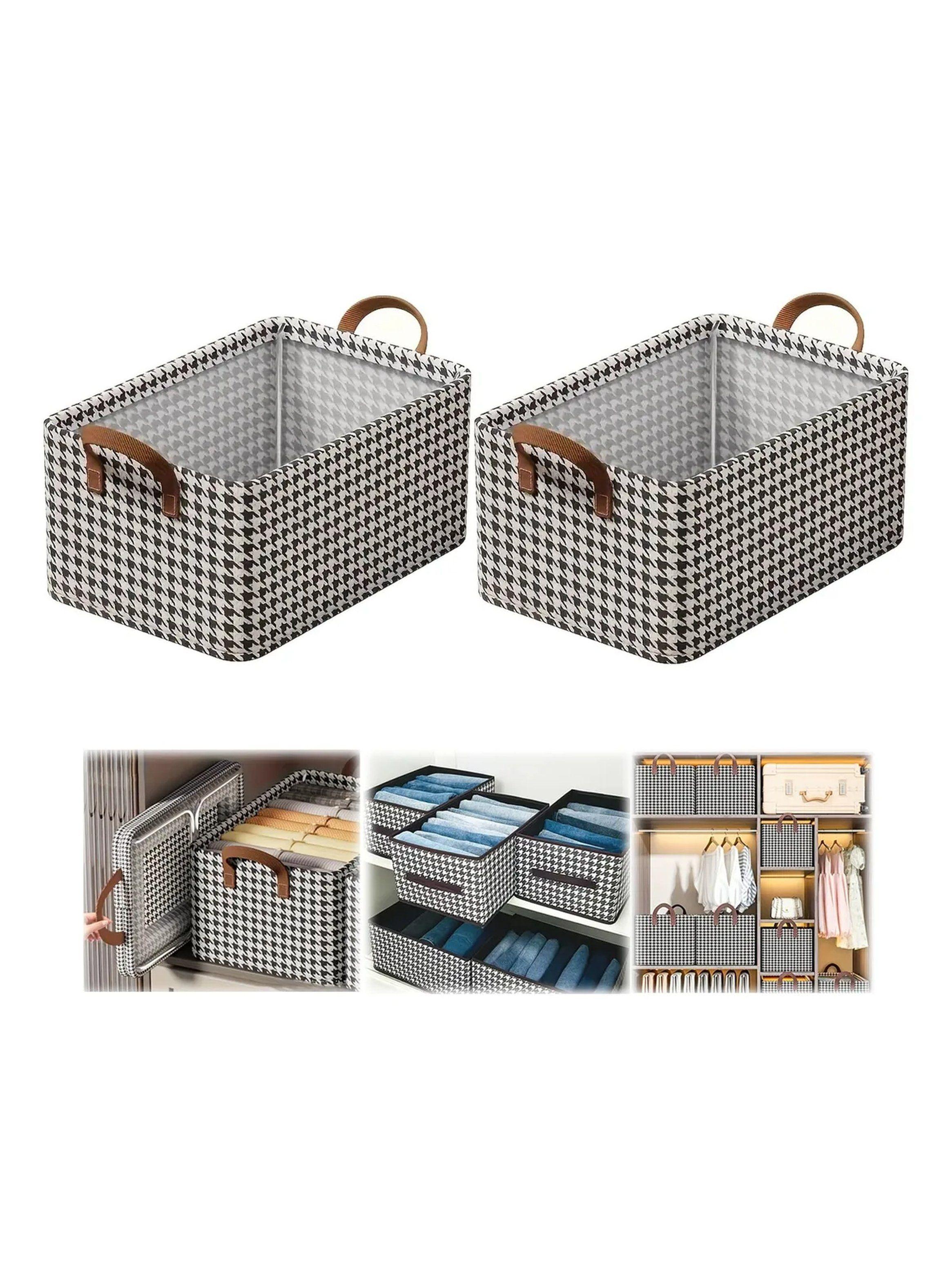 Caja Organizadora Estruturada Tela Pata de Gallo con Asas-0