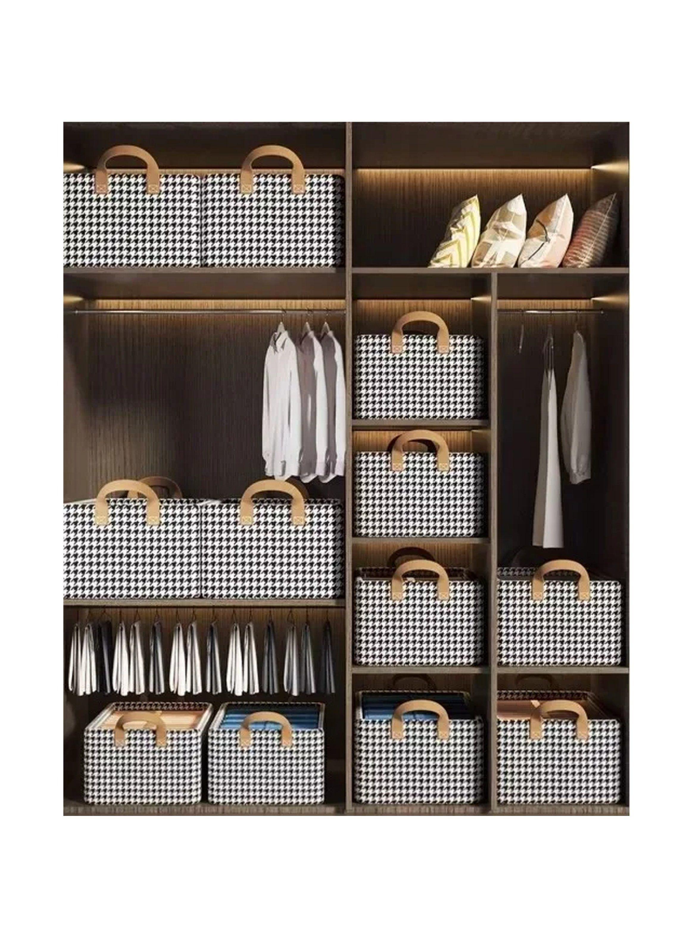 Caja Organizadora Estruturada Tela Pata de Gallo con Asas-1