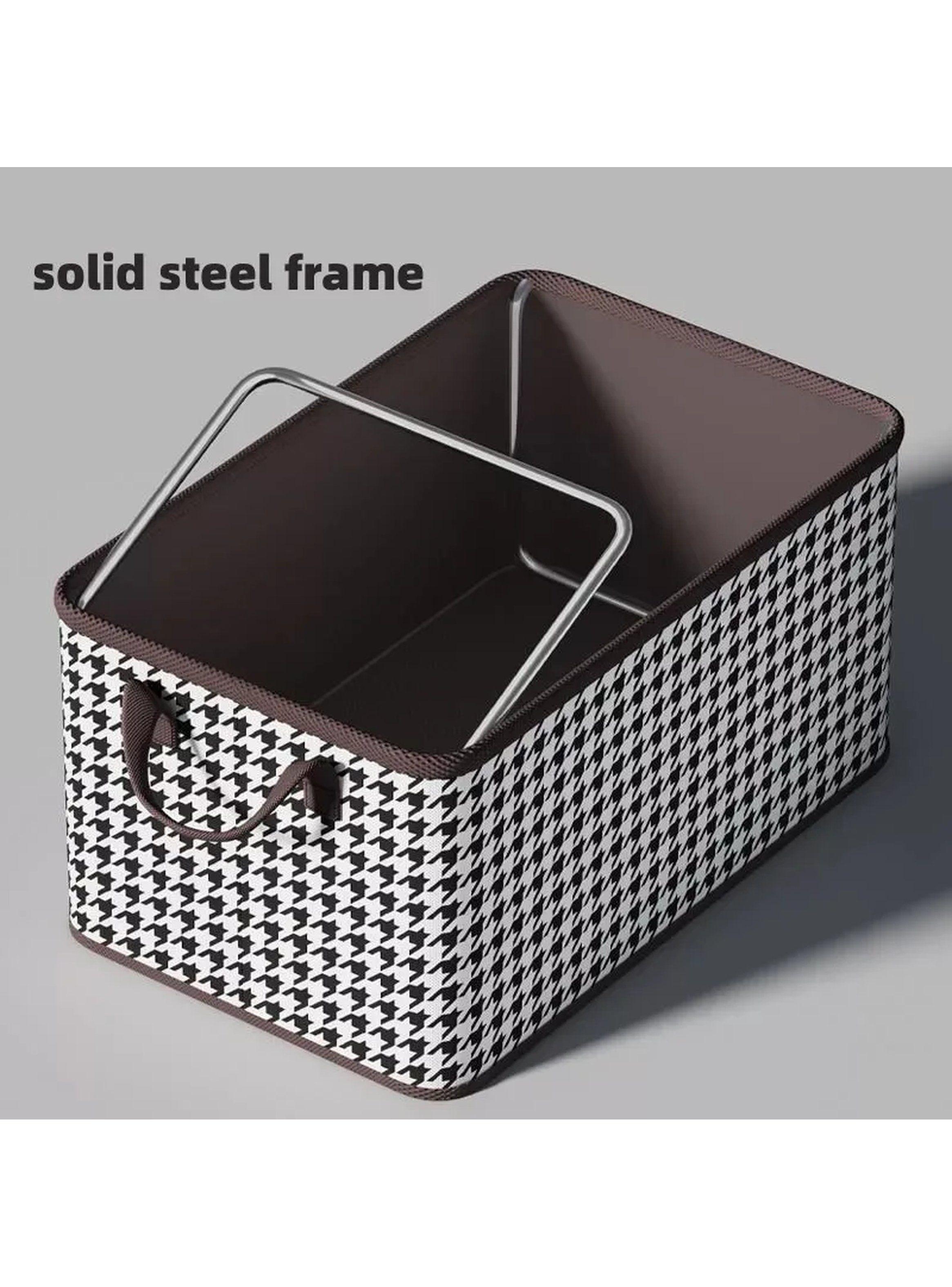 Caja Organizadora Estruturada Tela Pata de Gallo con Asas-2