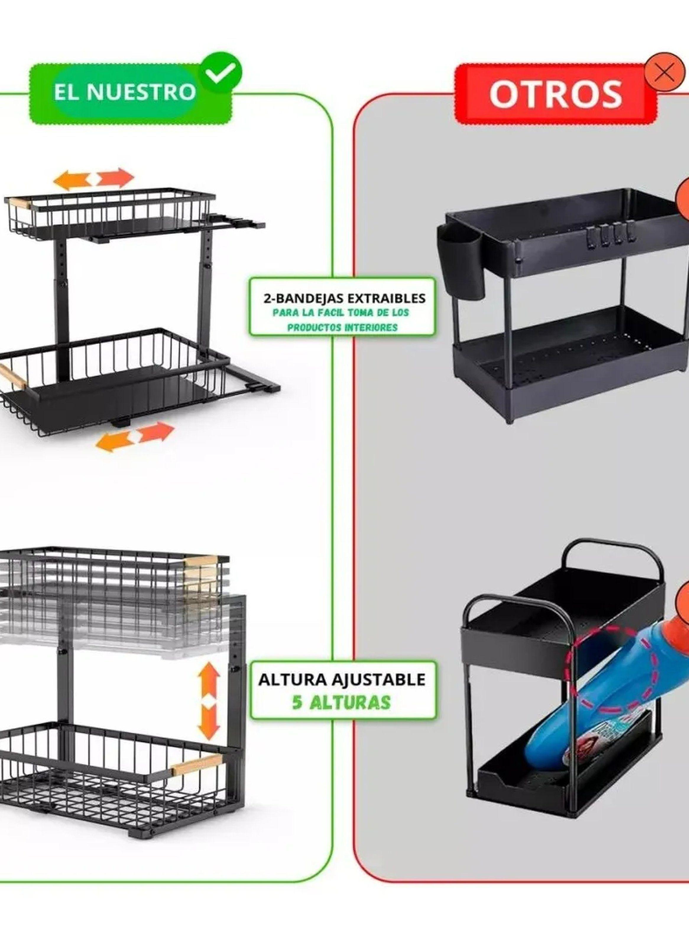Organizador De Alacena Ajustable Metálico 2 Niveles Negro-2