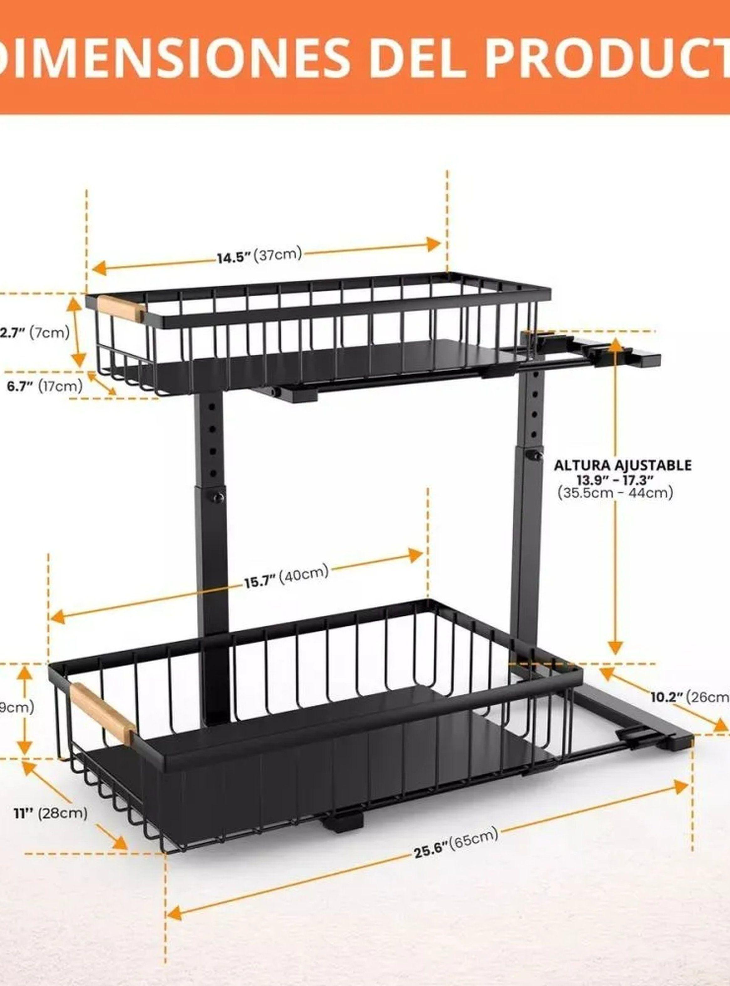 Organizador De Alacena Ajustable Metálico 2 Niveles Negro-3