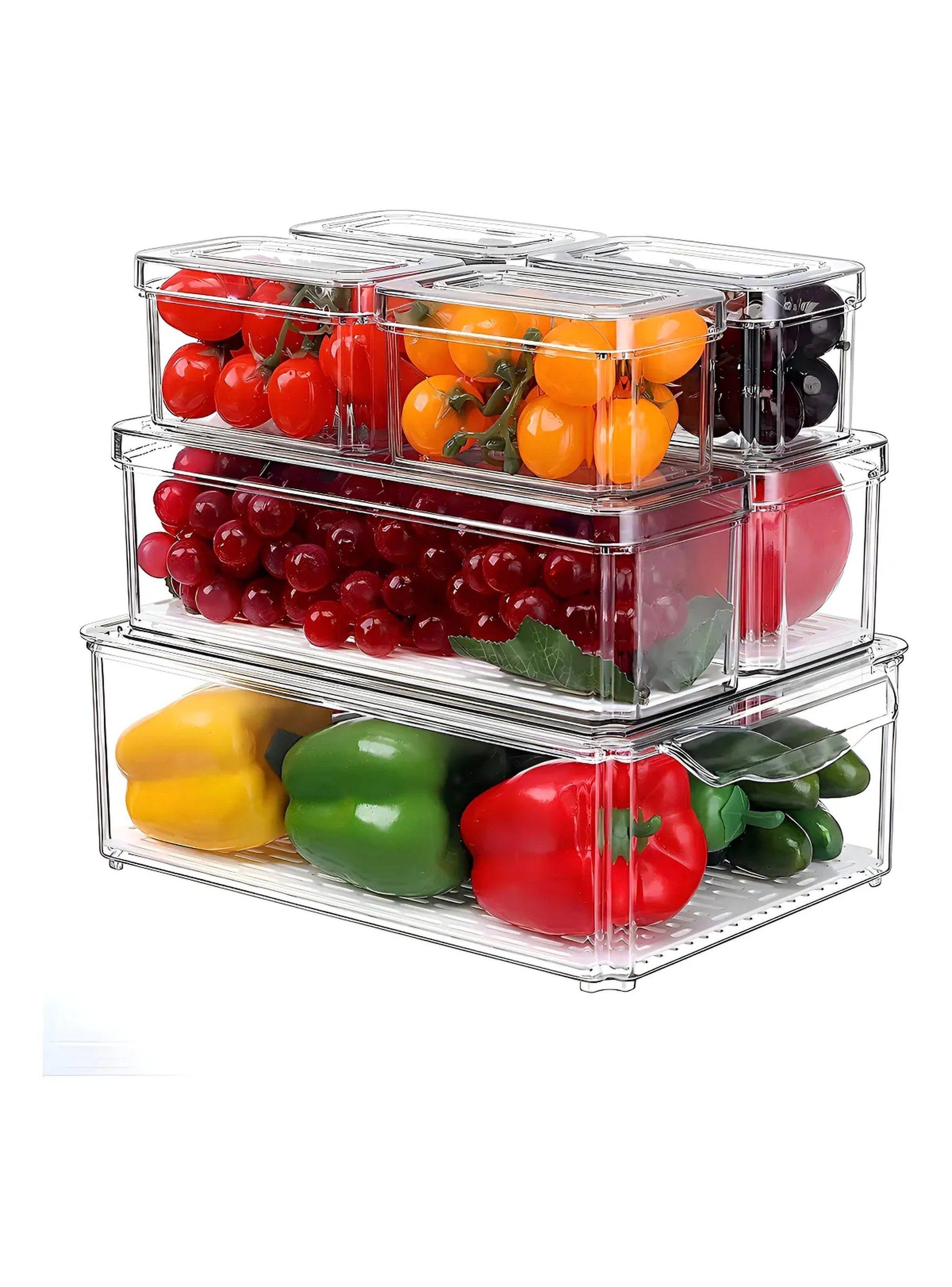 Contenedores de Alimentos Transparente Apilables Plástico Rectangular-0