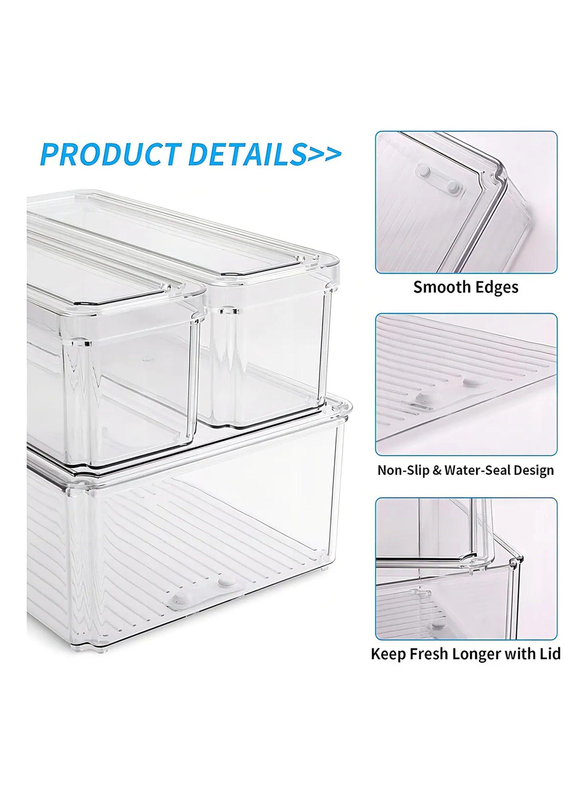 Contenedores de Alimentos Transparente Apilables Plástico Rectangular-4