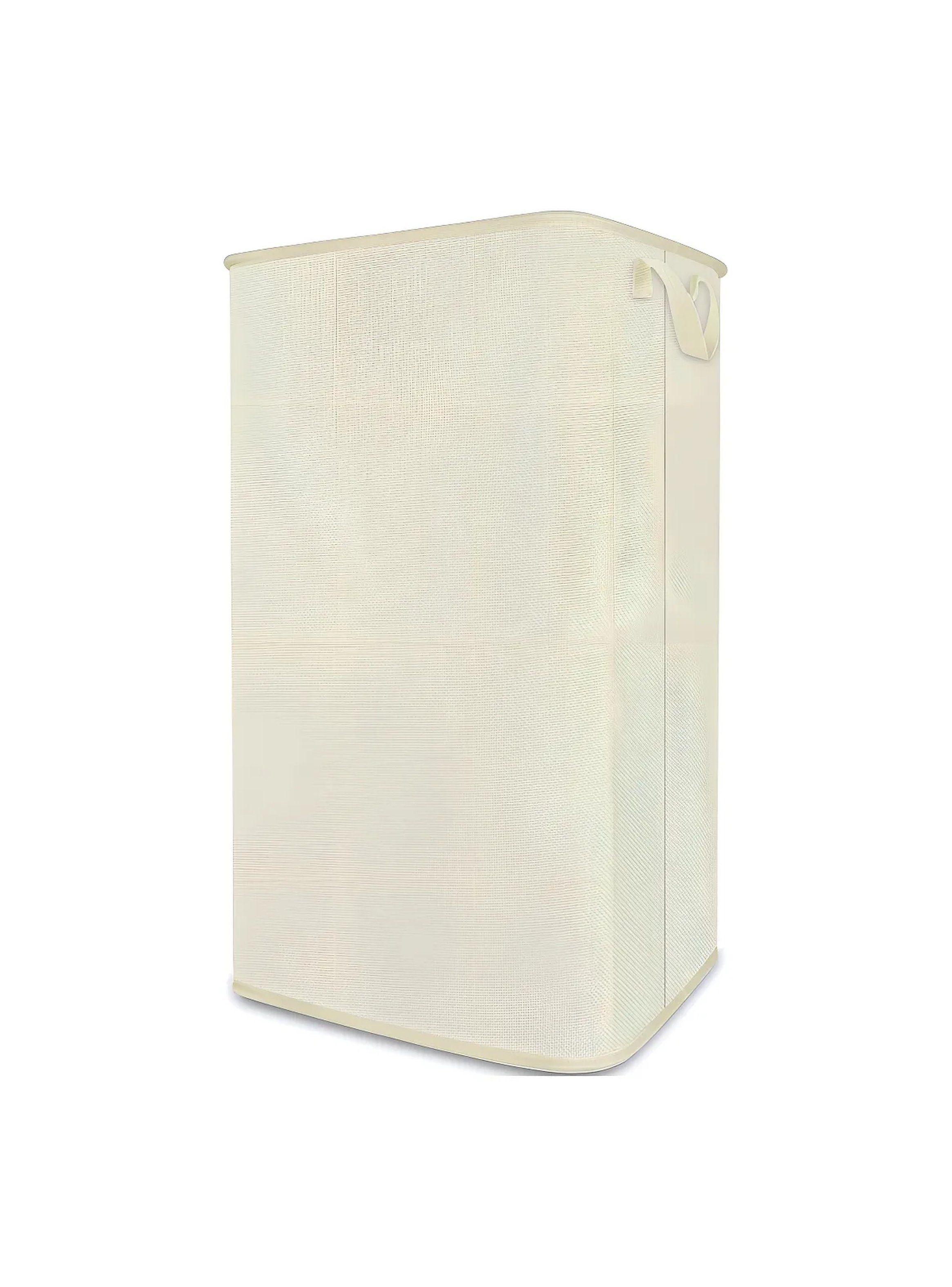Cesto de Ropa Plegable Tela Beige Rectangular Asas-0