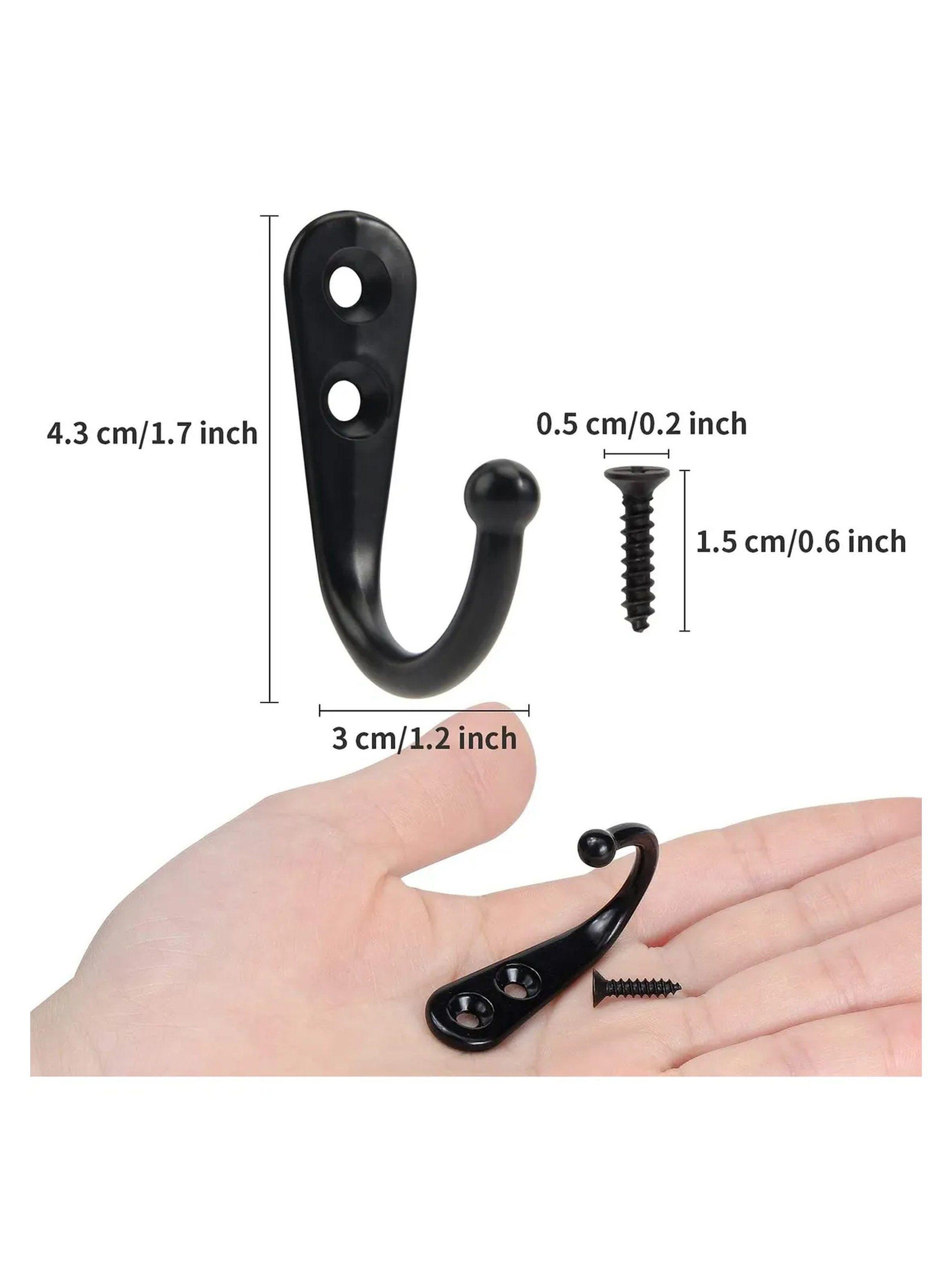 Ganchos de Pared con Tornillos 4.3cm Negro Pack de 30-1