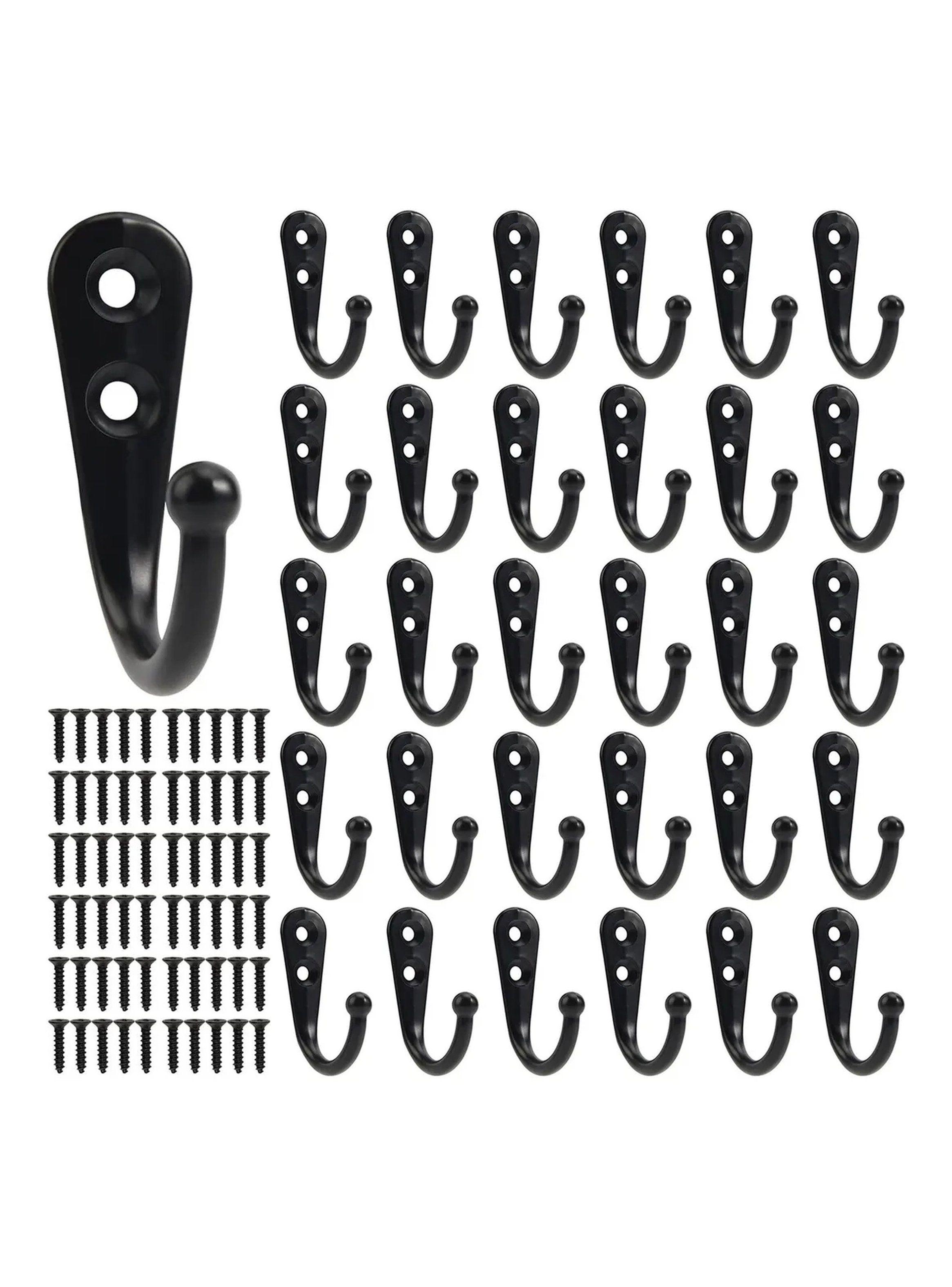 Ganchos de Pared con Tornillos 4.3cm Negro Pack de 30-7