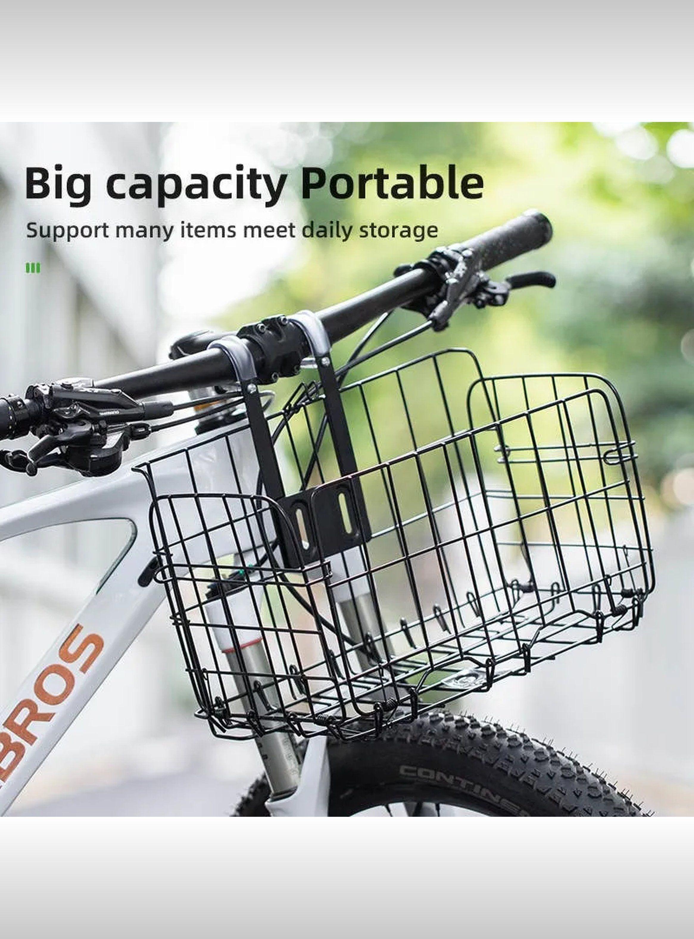 Canasta Plegable para Bicicleta Metálica Negra de Gran Capacidad-1