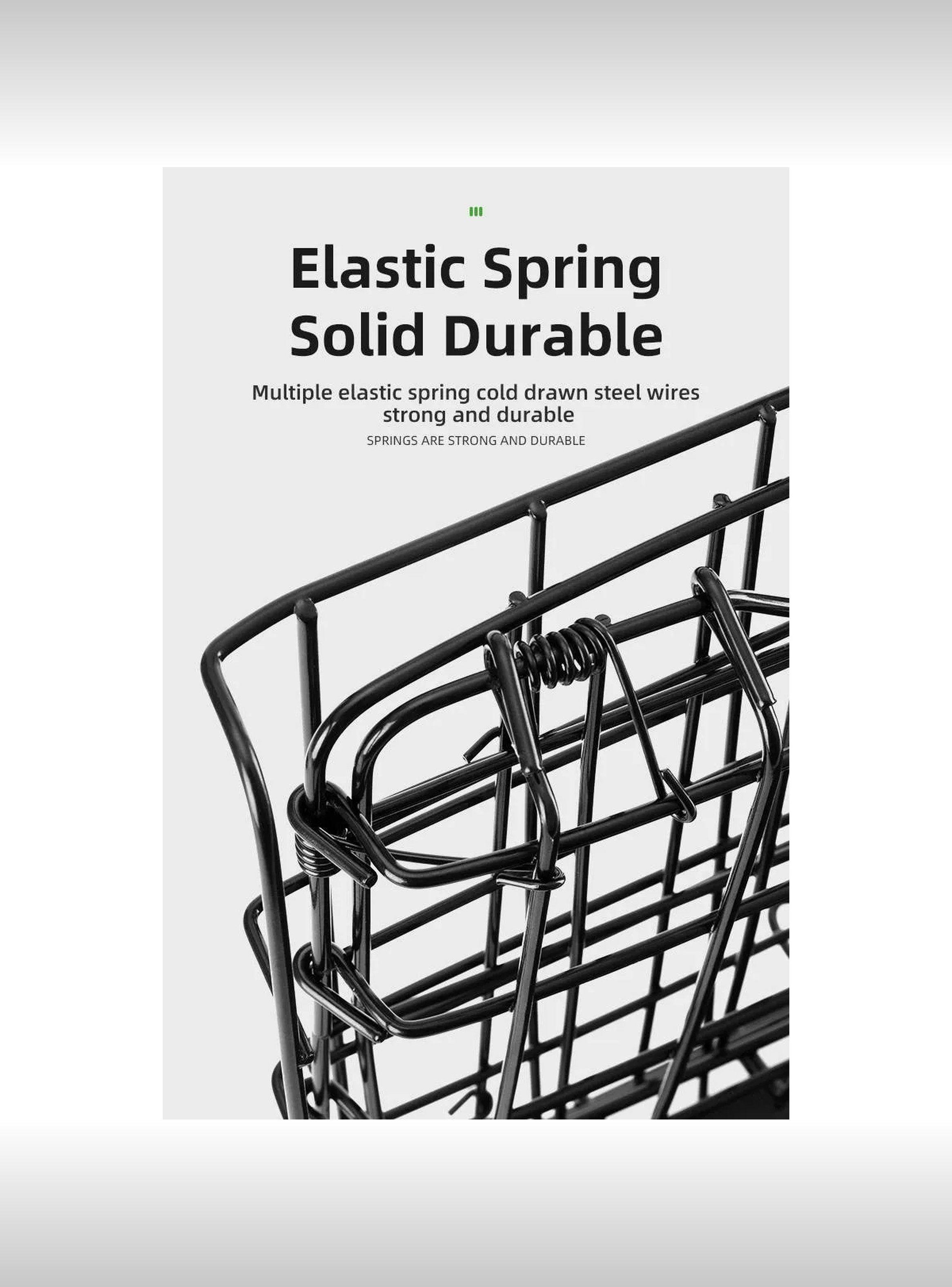 Canasta Plegable para Bicicleta Metálica Negra de Gran Capacidad-3