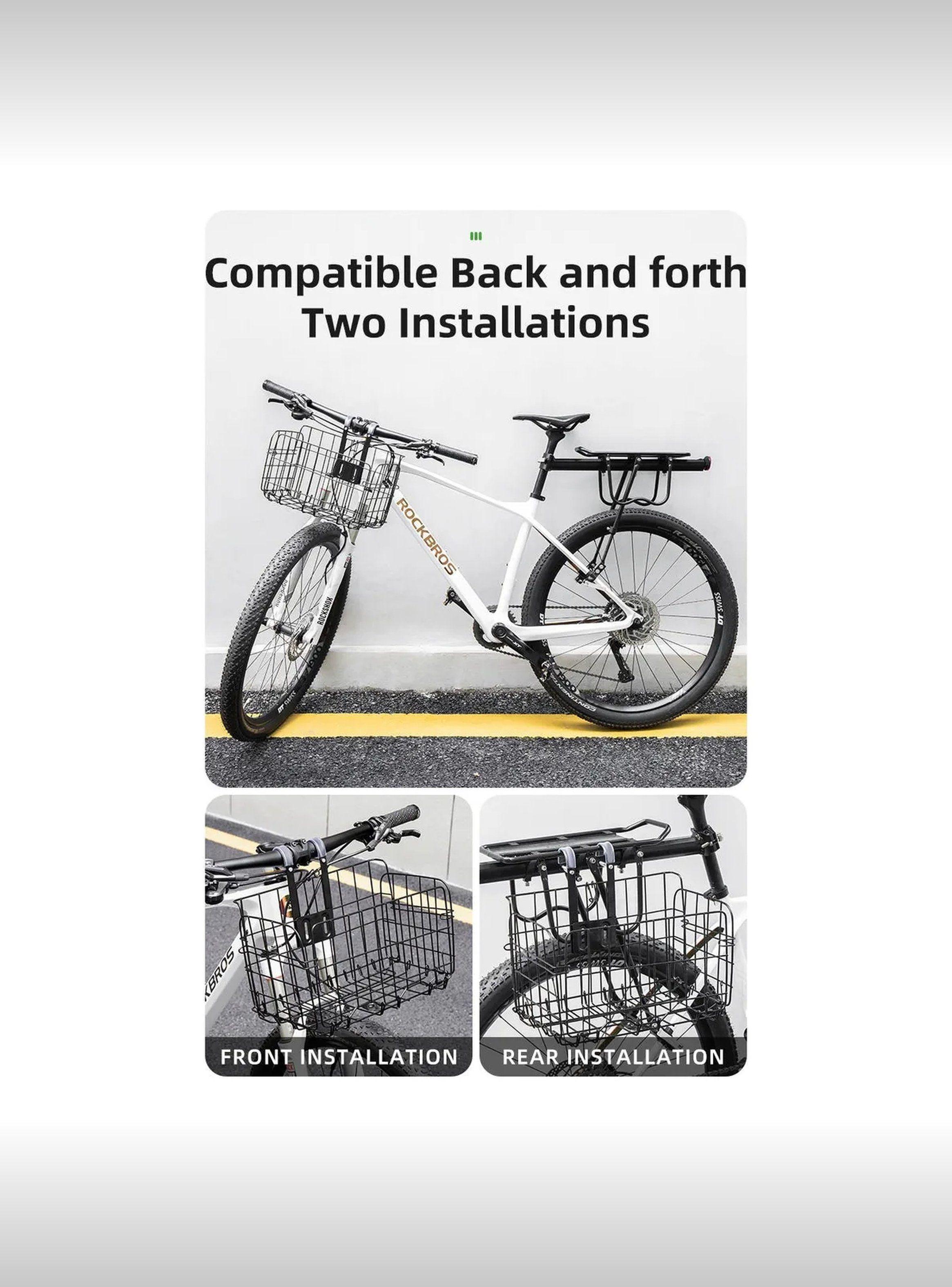 Canasta Plegable para Bicicleta Metálica Negra de Gran Capacidad-5